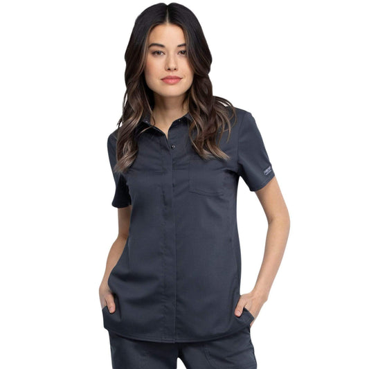 Cherokee Top 2XL Cherokee Revolution WW669 Scrubs Top Women Pewter