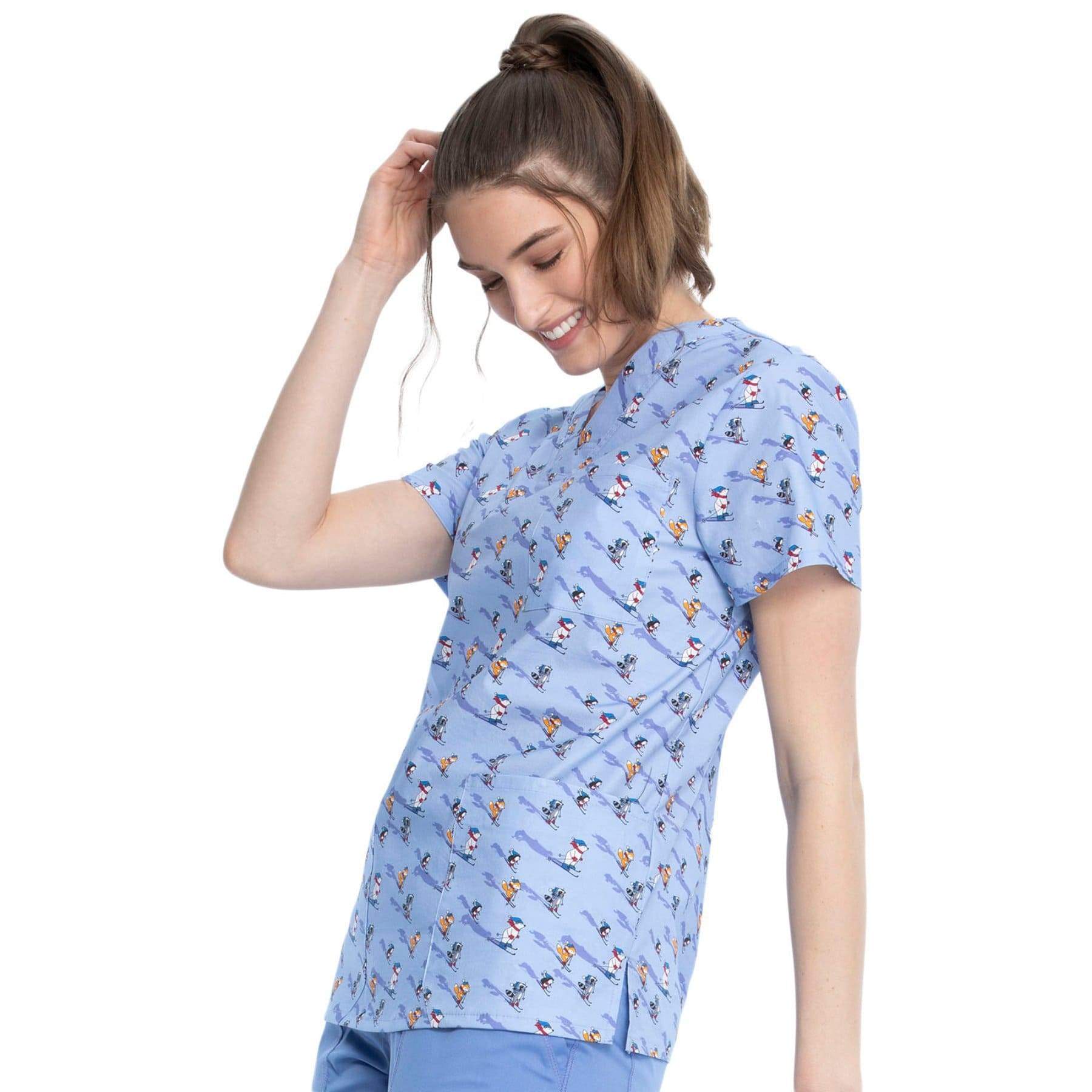 Cherokee Top Cherokee Winter CK691 Scrubs Top Unisex Shred The Slopes
