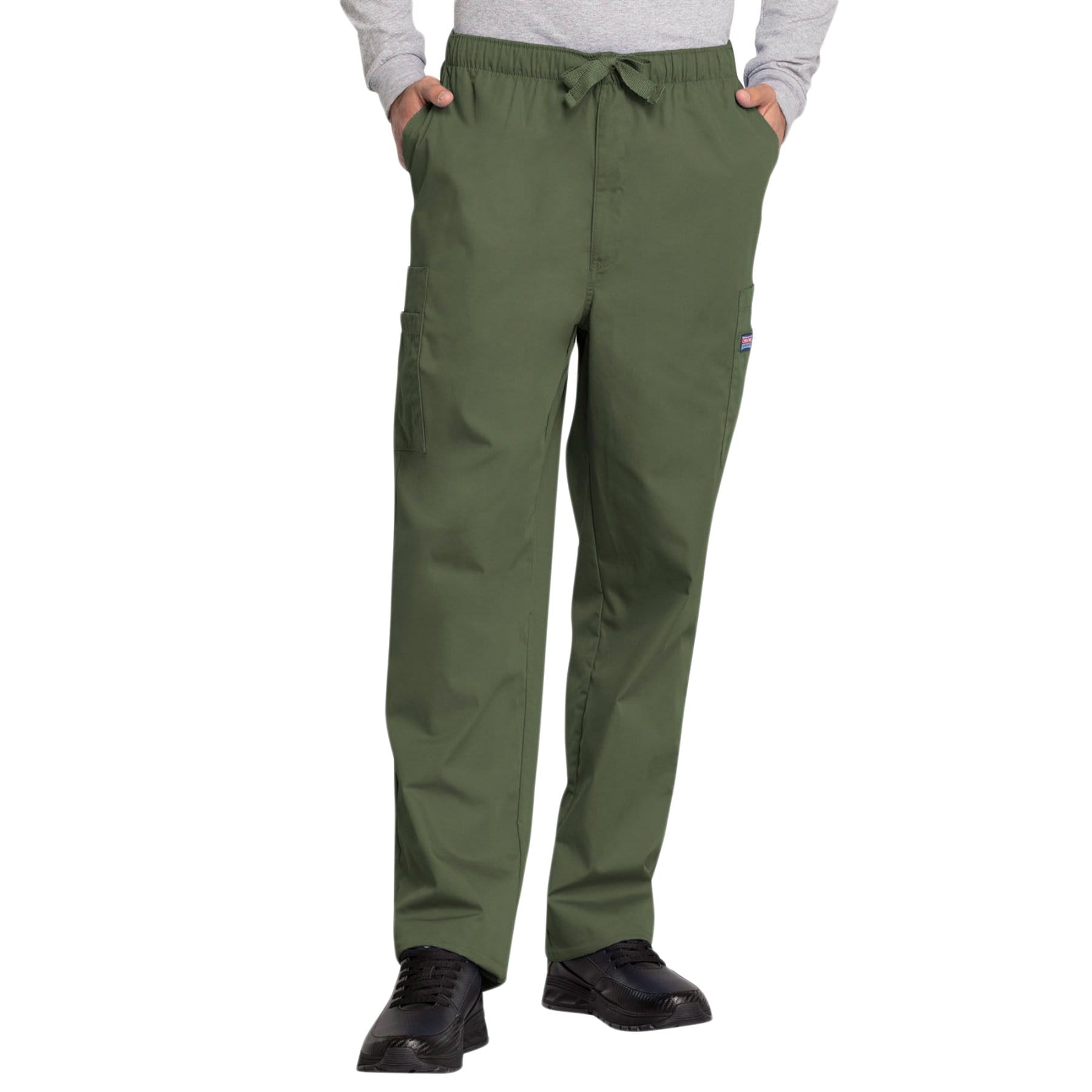 Cherokee Scrubs Pants Cherokee Workwear 4000 Scrubs Pants Men's Drawstring Cargo Olive
