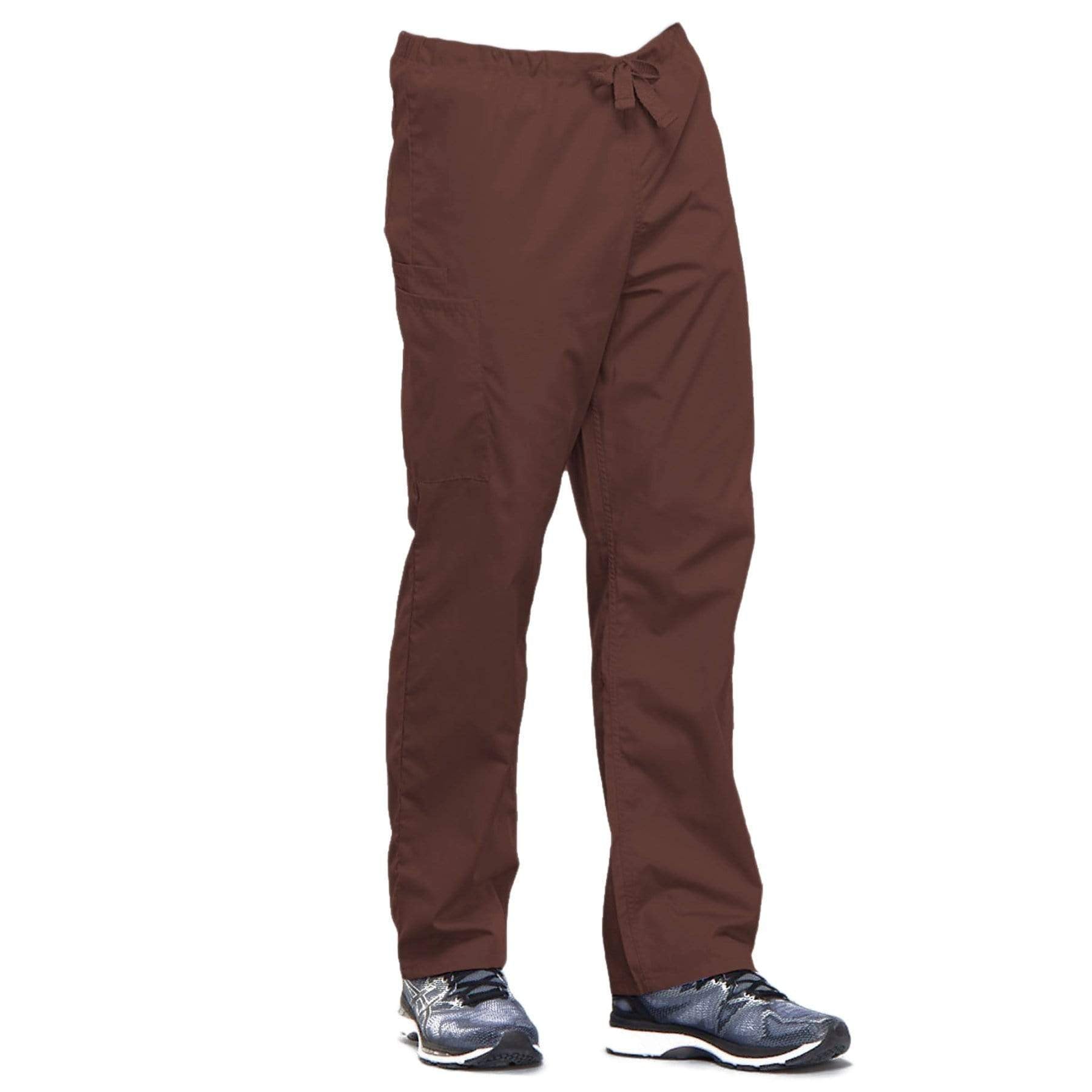Cherokee Scrubs Pants Cherokee Workwear 4100 Scrubs Pants Unisex Drawstring Cargo Chocolate