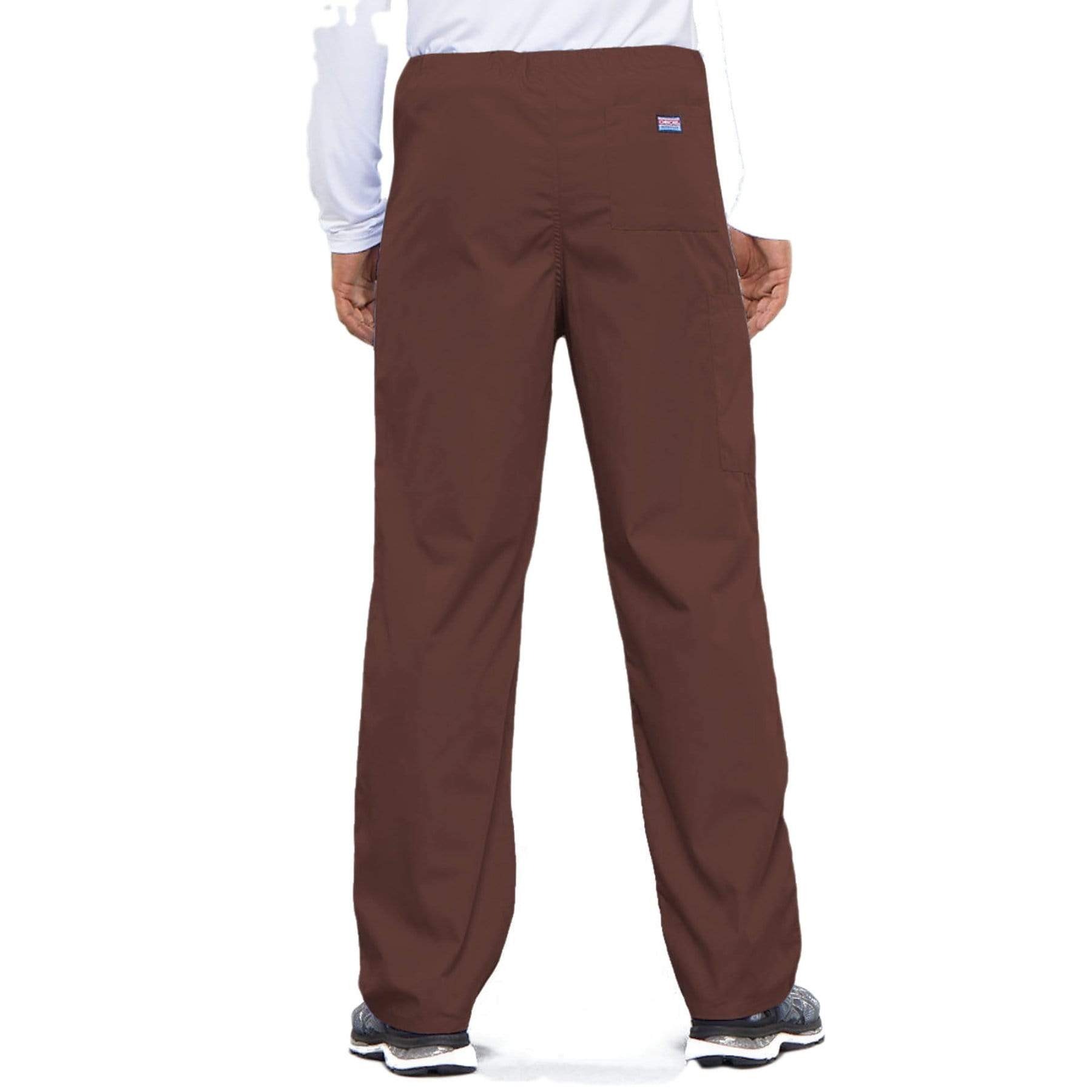 Cherokee Scrubs Pants Cherokee Workwear 4100 Scrubs Pants Unisex Drawstring Cargo Chocolate