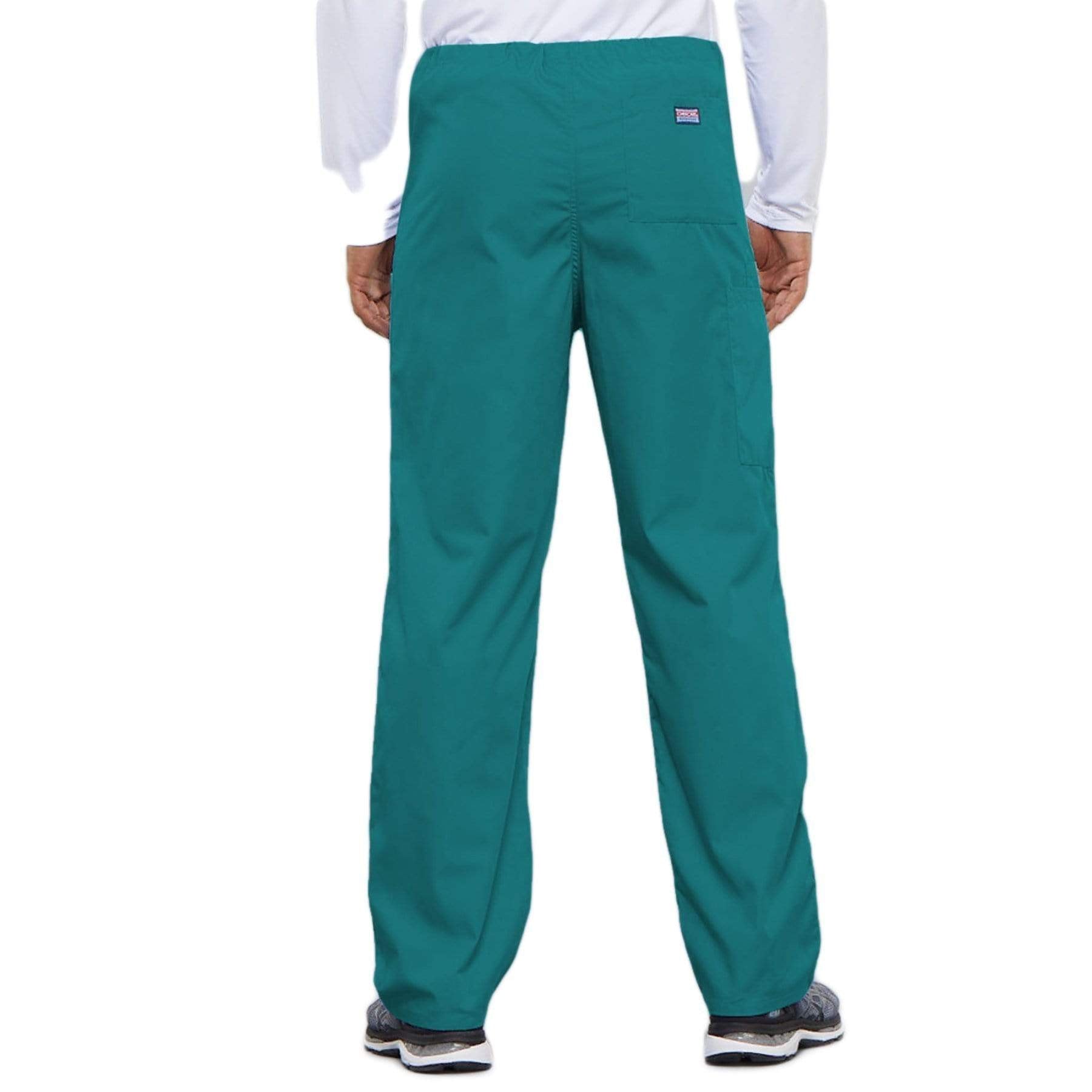 Cherokee Scrubs Pants Cherokee Workwear 4100 Scrubs Pants Unisex Drawstring Cargo Teal Blue