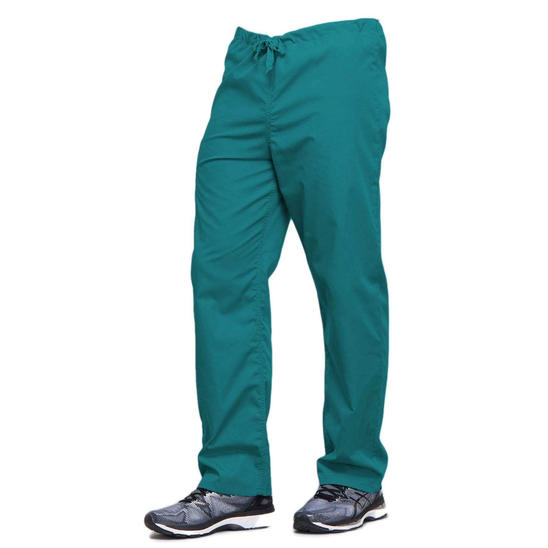 Cherokee Scrubs Pants Cherokee Workwear 4100 Scrubs Pants Unisex Drawstring Cargo Teal Blue