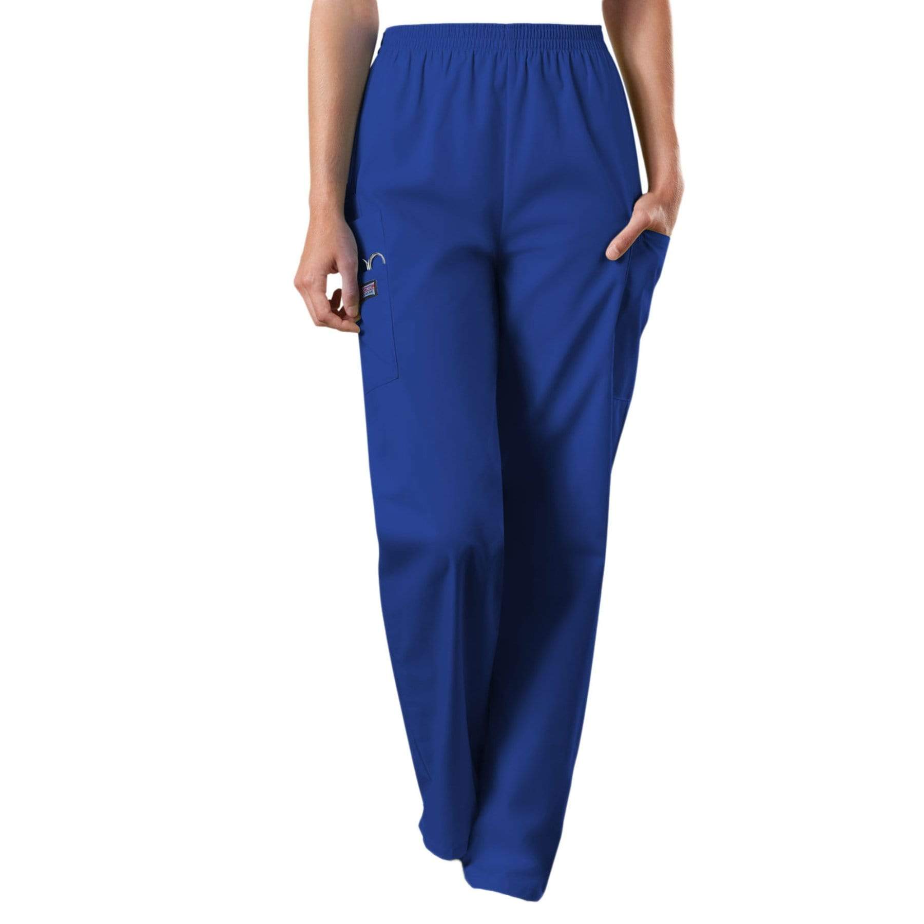 Cherokee Scrubs Pants Cherokee Workwear 4200 Scrubs Pants Women's Natural Rise Tapered Pull-On Cargo Galaxy Blue