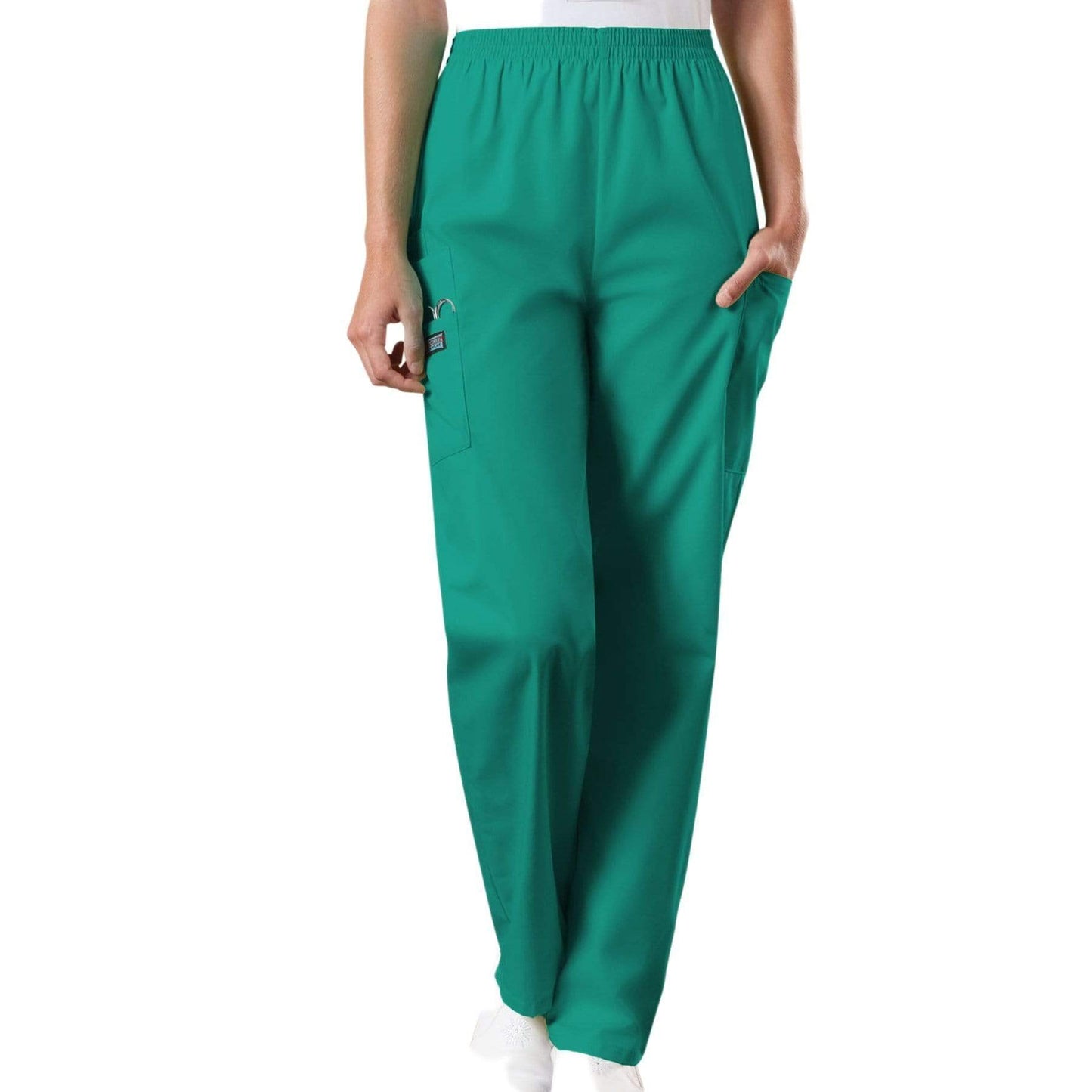 Cherokee Scrubs Pants 2XL / Regular Length Cherokee Workwear 4200 Scrubs Pants Women's Natural Rise Tapered Pull-On Cargo Surgical Green