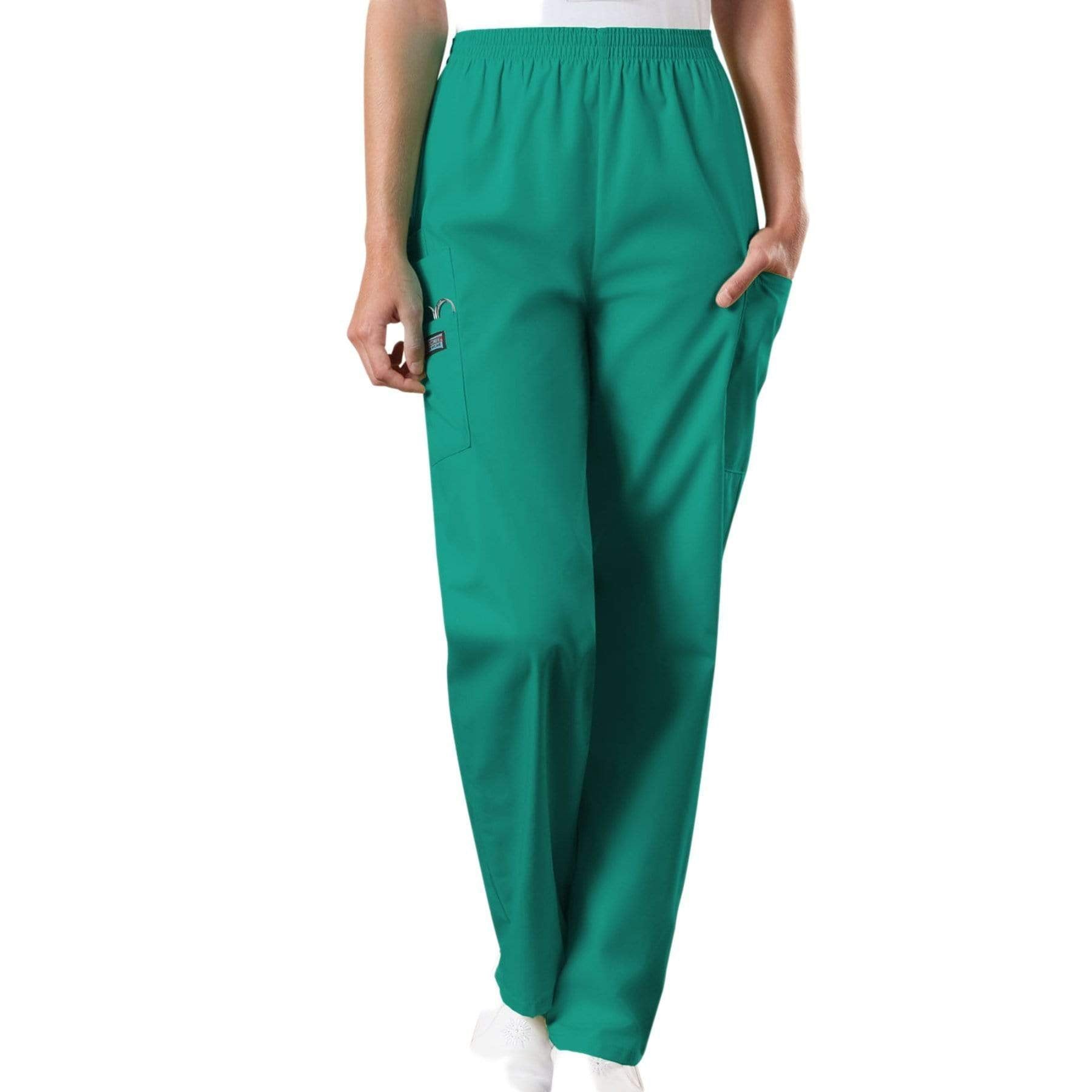 Cherokee Scrubs Pants 2XL / Regular Length Cherokee Workwear 4200 Scrubs Pants Women's Natural Rise Tapered Pull-On Cargo Surgical Green