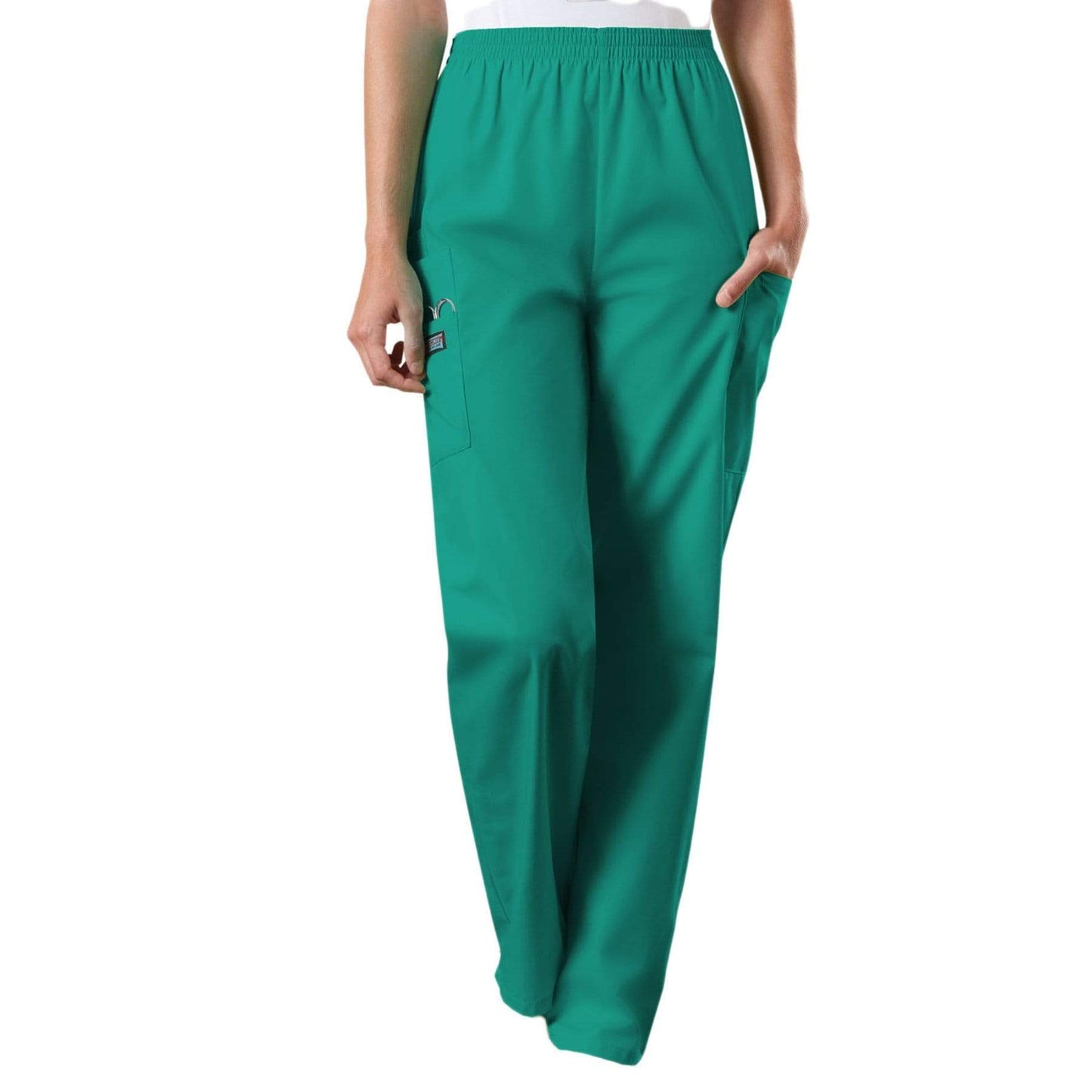 Cherokee Scrubs Pants Cherokee Workwear 4200 Scrubs Pants Women's Natural Rise Tapered Pull-On Cargo Surgical Green
