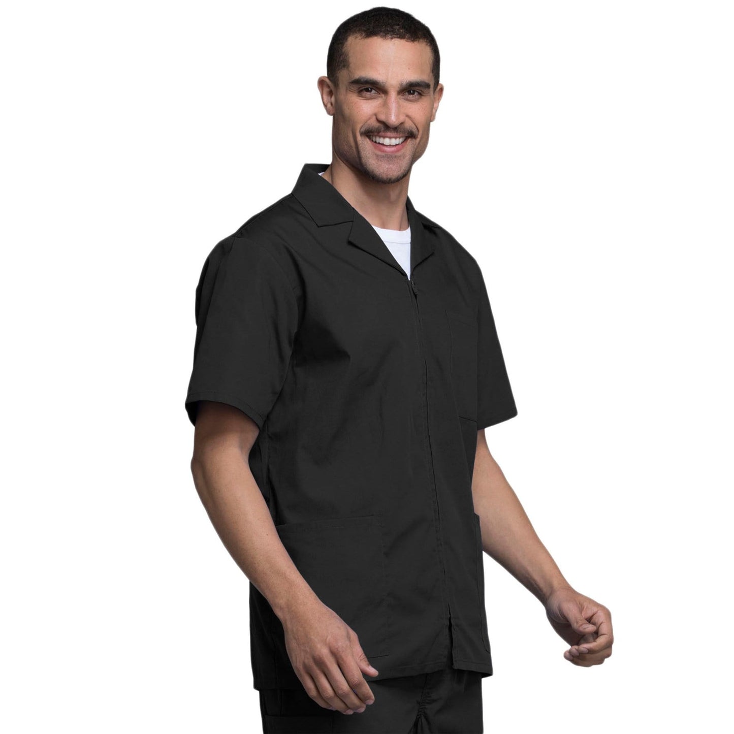 Cherokee Scrubs Jacket Cherokee Workwear 4300 Scrubs Jacket Men's Zip Front Black