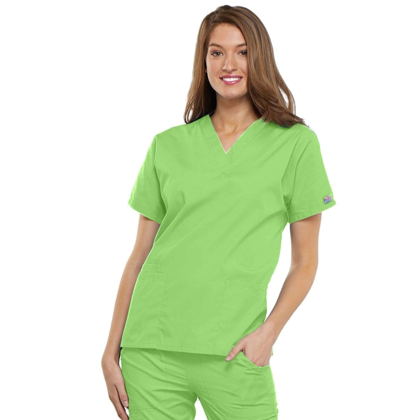 Cherokee Scrubs Top 2XL Cherokee Workwear 4700 Scrubs Top Women's V-Neck Lime Green