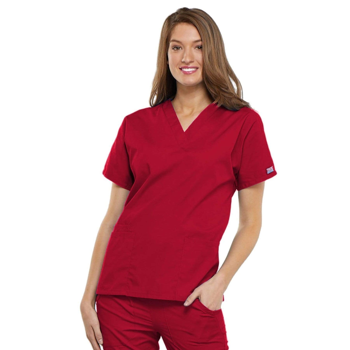 Cherokee Scrubs Top 2XL Cherokee Workwear 4700 Scrubs Top Women's V-Neck Red