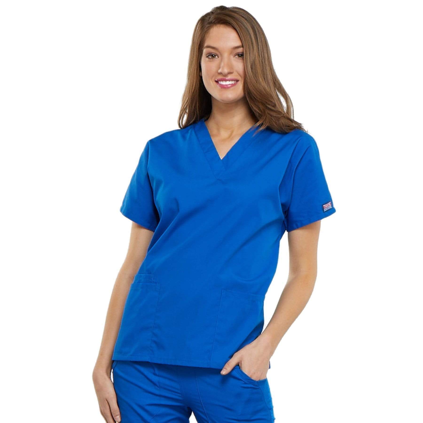 Cherokee Scrubs Top 2XL Cherokee Workwear 4700 Scrubs Top Women's V-Neck Royal
