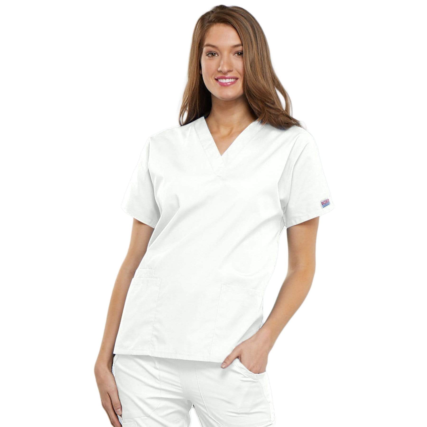 Cherokee Scrubs Top Cherokee Workwear 4700 Scrubs Top Women's V-Neck White