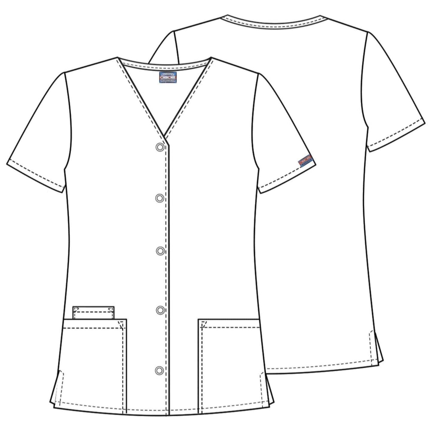 Cherokee Scrubs Top Cherokee Workwear 4770 Scrubs Top Women's Snap Front V-Neck Grey