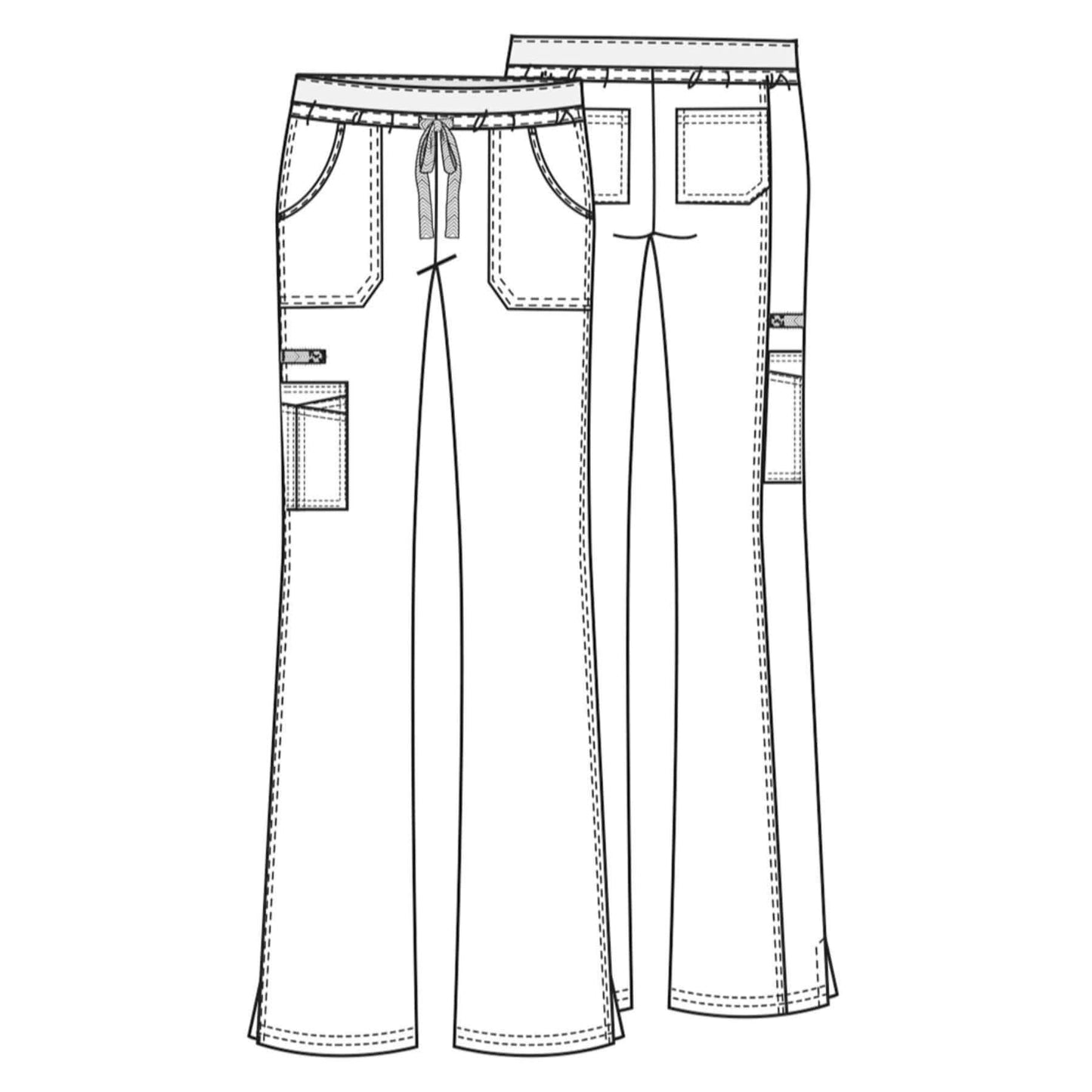 Cherokee Scrubs Pants Cherokee Workwear Core Stretch 24001 Scrubs Pants Women's Low Rise Drawstring Cargo Wine
