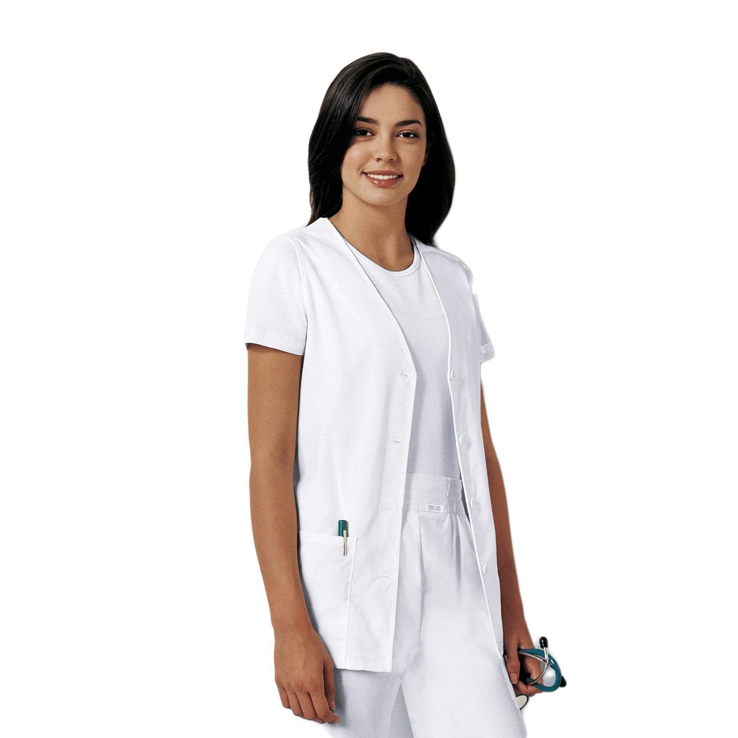 Cherokee Vests 2XL Cherokee Workwear Professionals 1602 Vests Women's Button Front White