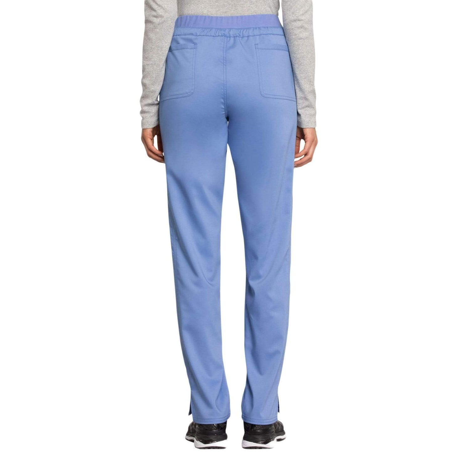 Cherokee Scrubs Pants Cherokee Workwear Revolution WW105 Scrubs Pants Women's Mid Rise Tapered Leg Drawstring Ceil Blue