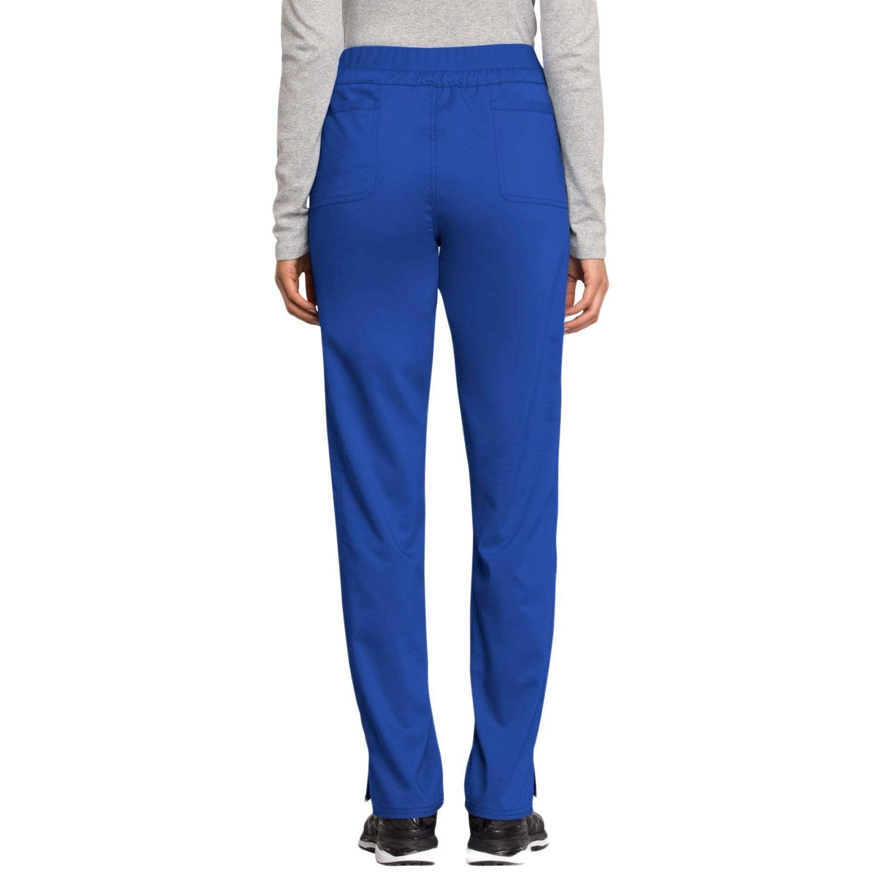 Cherokee Scrubs Pants Cherokee Workwear Revolution WW105 Scrubs Pants Women's Mid Rise Tapered Leg Drawstring Royal