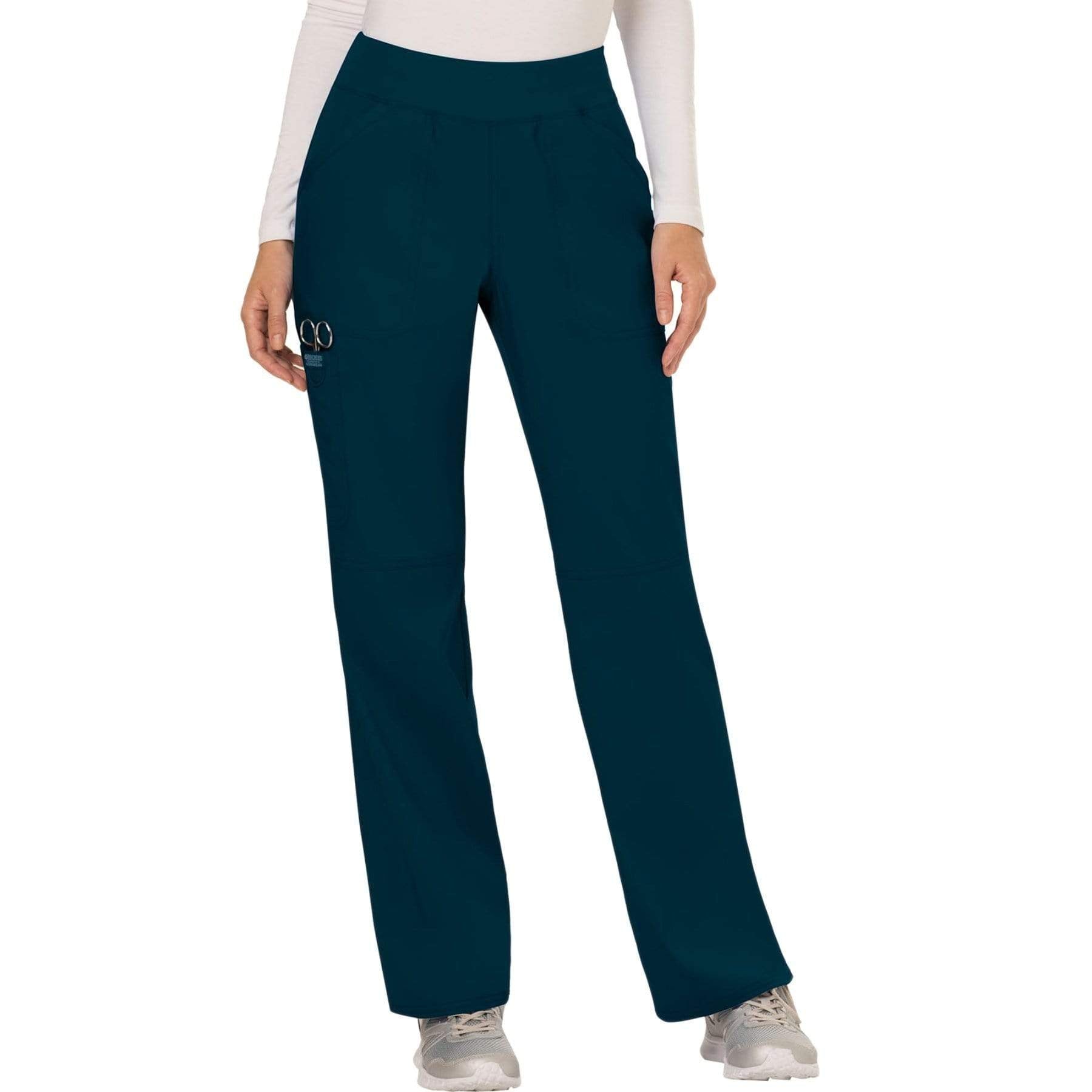 Cherokee Scrubs Pants 2XL / Regular Length Cherokee Workwear Revolution WW110 Scrubs Pants Women's Mid Rise Straight Leg Pull-on Caribbean Blue