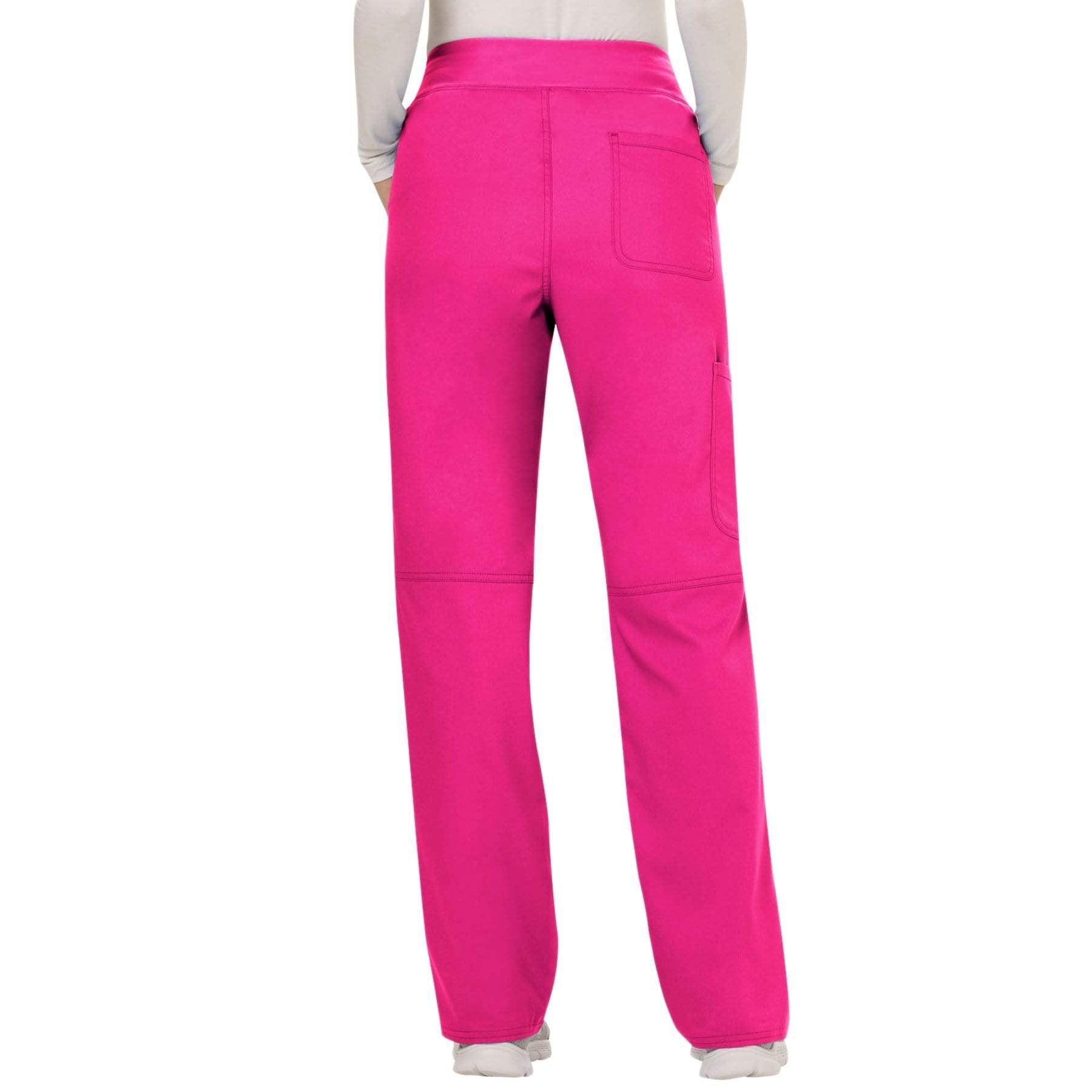 Cherokee Scrubs Pants Cherokee Workwear Revolution WW110 Scrubs Pants Women's Mid Rise Straight Leg Pull-on Electric Pink