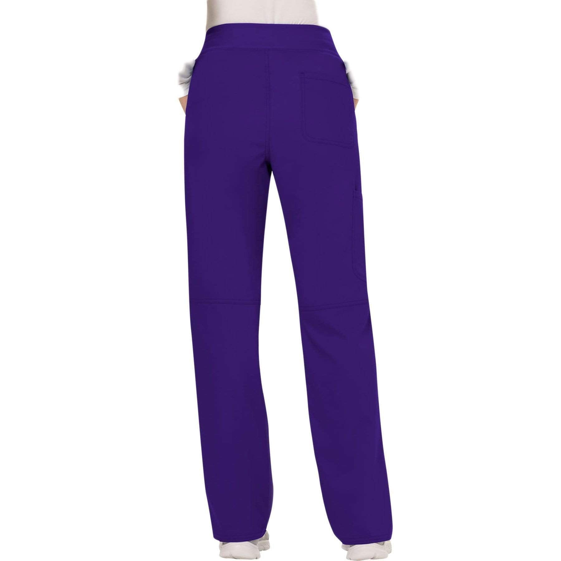Cherokee Scrubs Pants Cherokee Workwear Revolution WW110 Scrubs Pants Women's Mid Rise Straight Leg Pull-on Grape