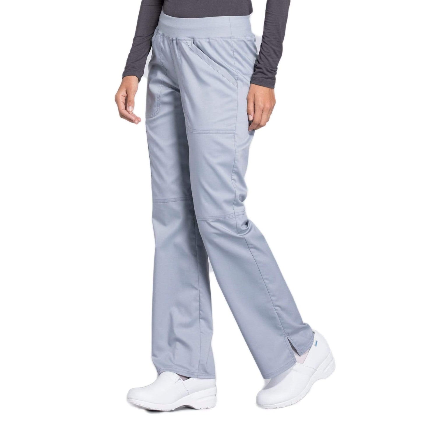 Cherokee Scrubs Pants Cherokee Workwear Revolution WW110 Scrubs Pants Women's Mid Rise Straight Leg Pull-on Grey