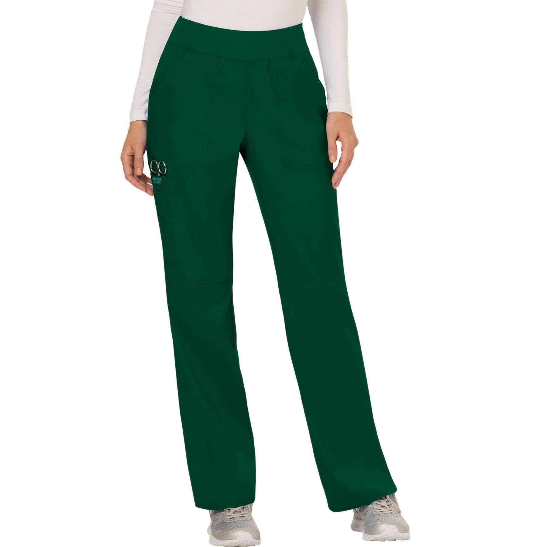Cherokee Scrubs Pants 2XL / Regular Length Cherokee Workwear Revolution WW110 Scrubs Pants Women's Mid Rise Straight Leg Pull-on Hunter Green