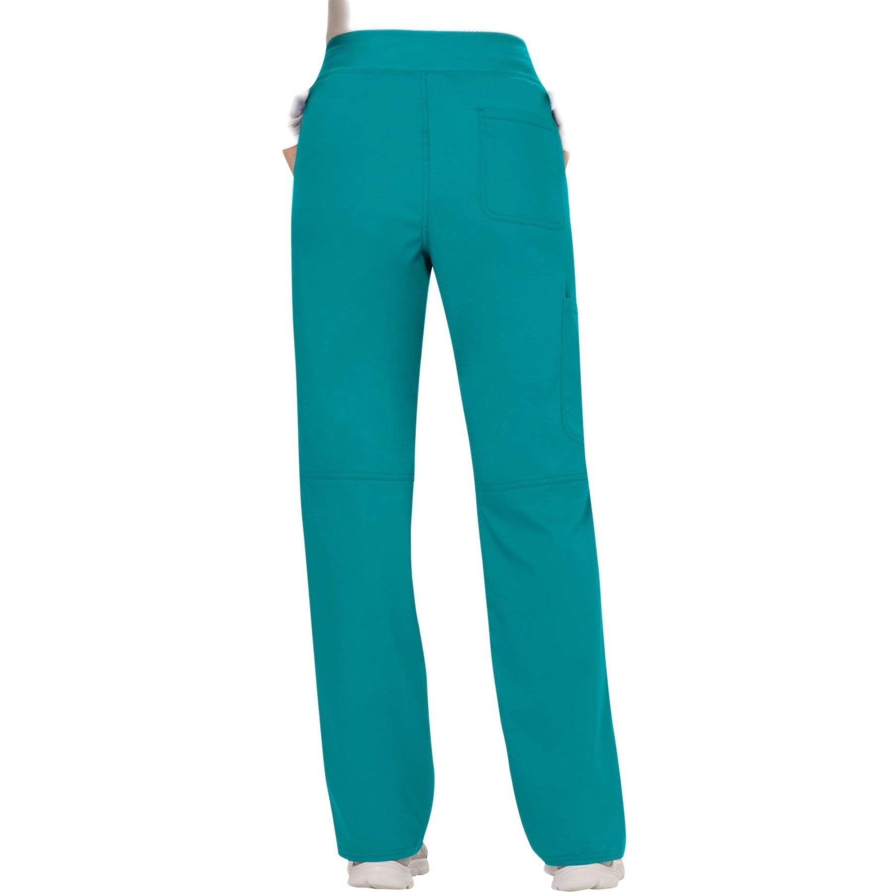 Cherokee Scrubs Pants Cherokee Workwear Revolution WW110 Scrubs Pants Women's Mid Rise Straight Leg Pull-on Teal Blue