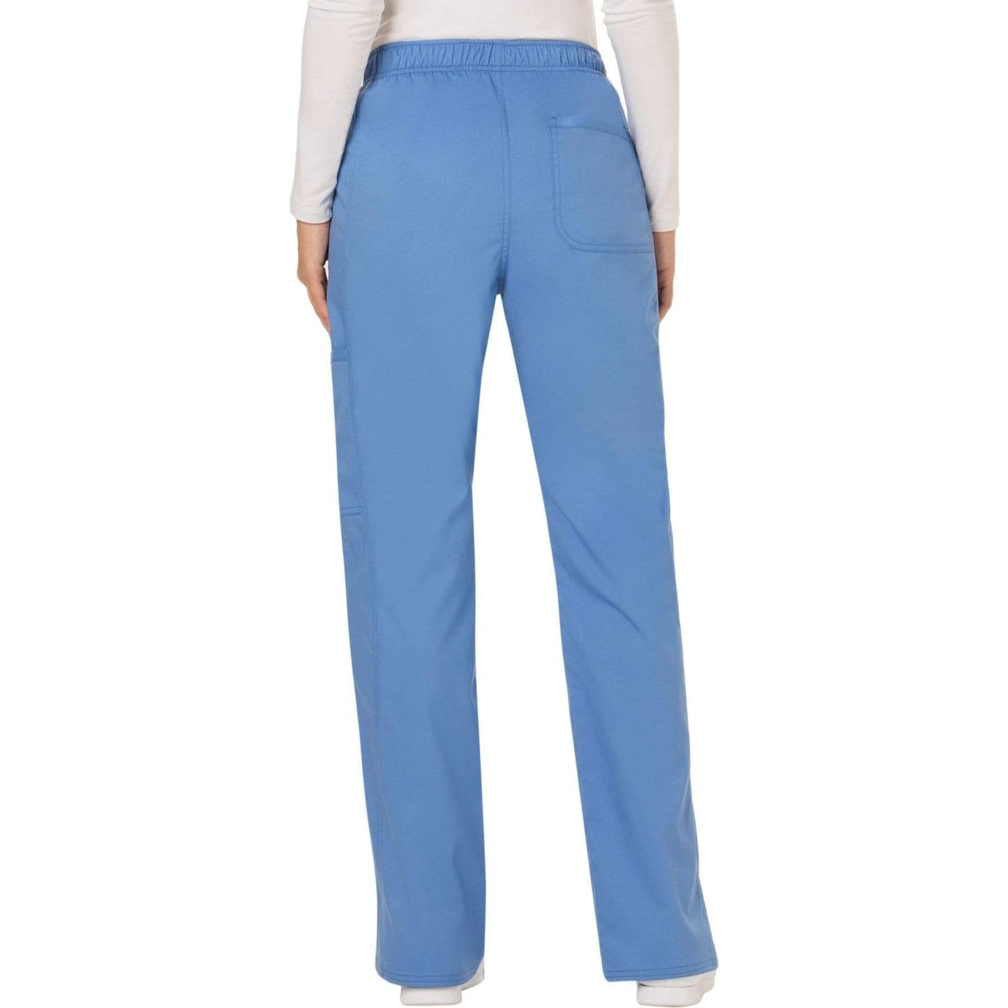 Cherokee Scrubs Pants Cherokee Workwear Revolution WW120 Scrubs Pants Women's Mid Rise Flare Drawstring Ceil Blue