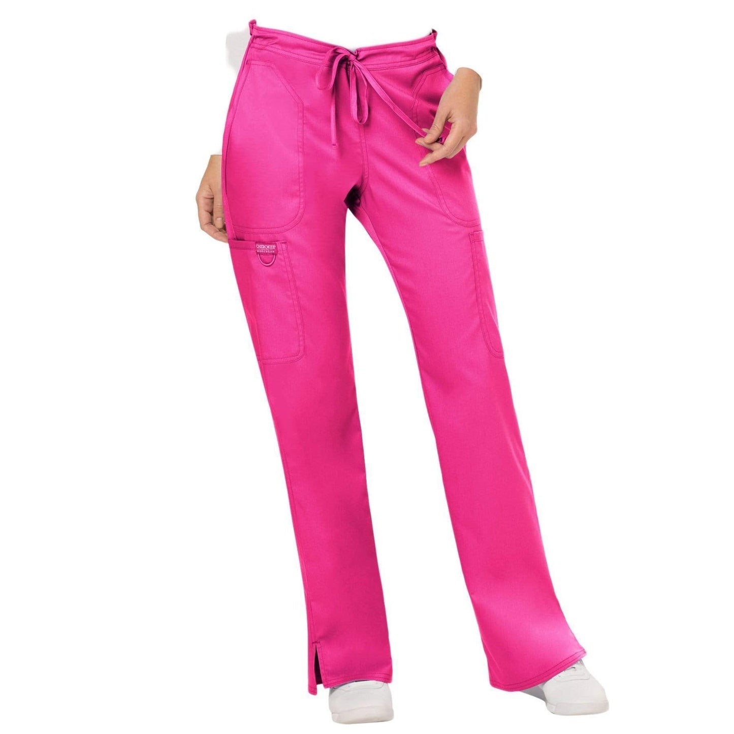 Cherokee Scrubs Pants 2XL / Regular Length Cherokee Workwear Revolution WW120 Scrubs Pants Women's Mid Rise Flare Drawstring Electric Pink
