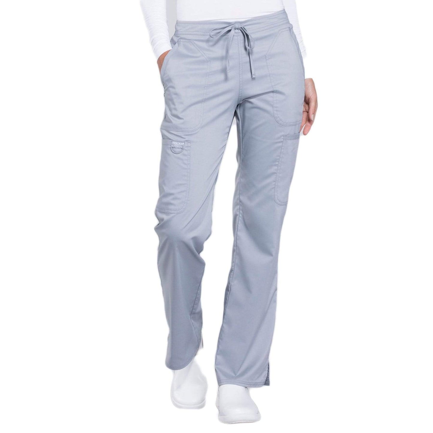 Cherokee Scrubs Pants 2XL / Regular Length Cherokee Workwear Revolution WW120 Scrubs Pants Women's Mid Rise Flare Drawstring Grey