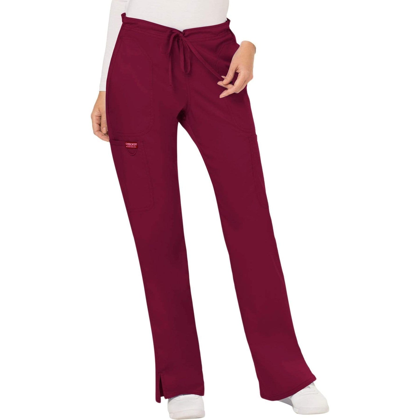 Cherokee Scrubs Pants 2XL / Regular Length Cherokee Workwear Revolution WW120 Scrubs Pants Women's Mid Rise Flare Drawstring Wine