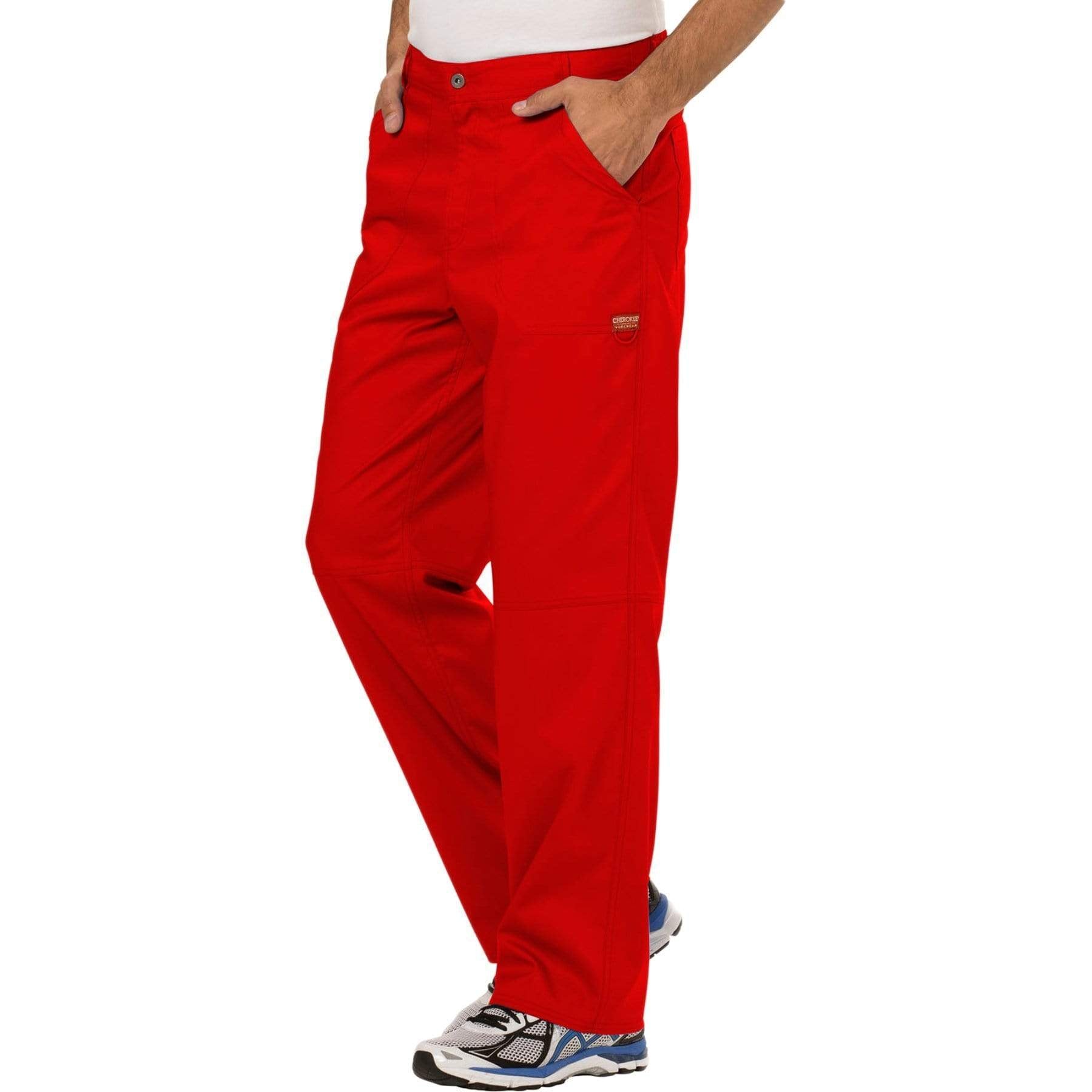 Cherokee Scrubs Pants Cherokee Workwear Revolution WW140 Scrubs Pants Men's Fly Front Red