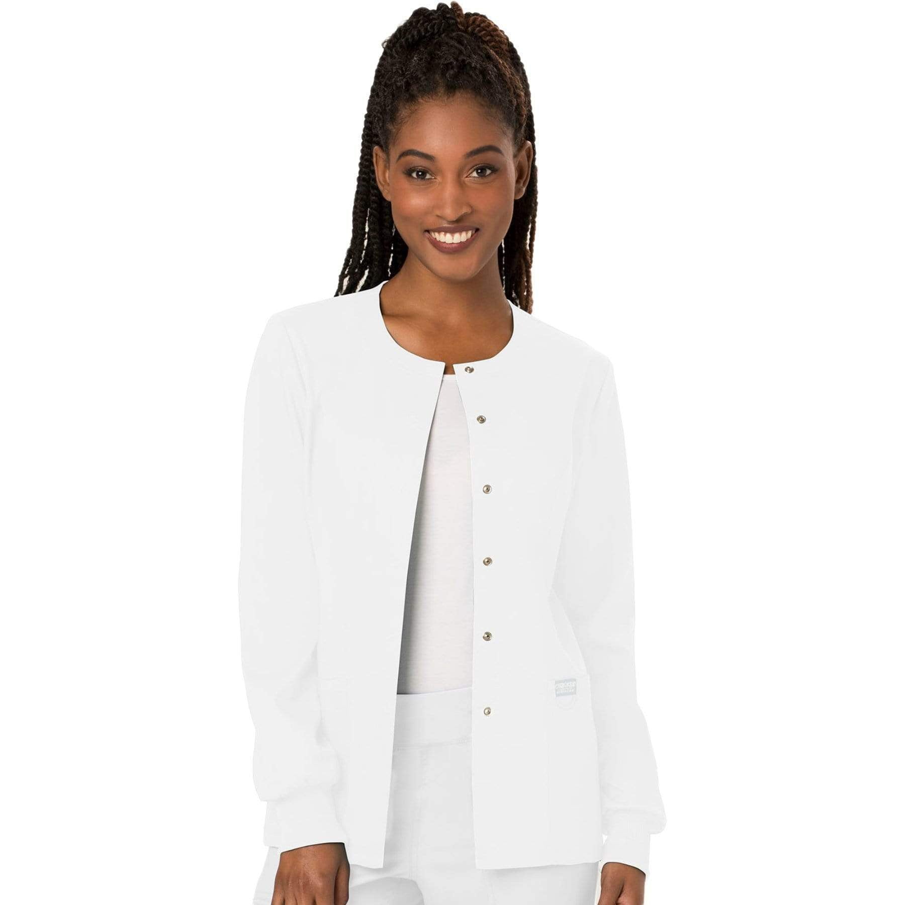 Cherokee Scrubs Jacket 2XL Cherokee Workwear Revolution WW310 Scrubs Jacket Women's Snap Front Warm-up White