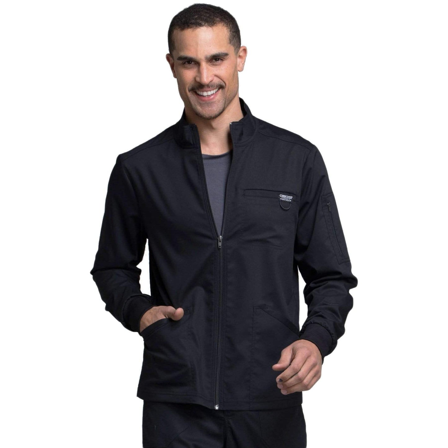 Cherokee Scrubs Jacket 2XL Cherokee Workwear Revolution WW320 Scrubs Jacket Men's Zip Front Black