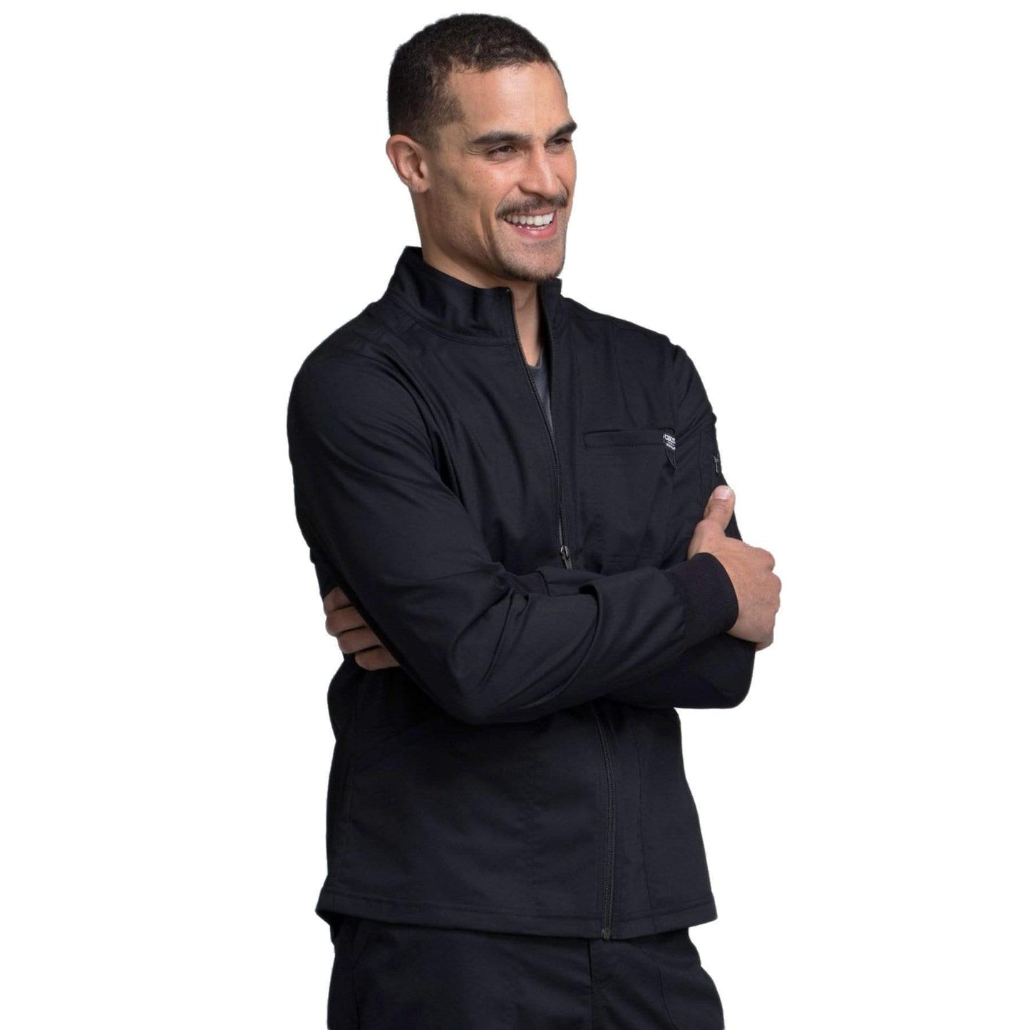 Cherokee Scrubs Jacket Cherokee Workwear Revolution WW320 Scrubs Jacket Men's Zip Front Black
