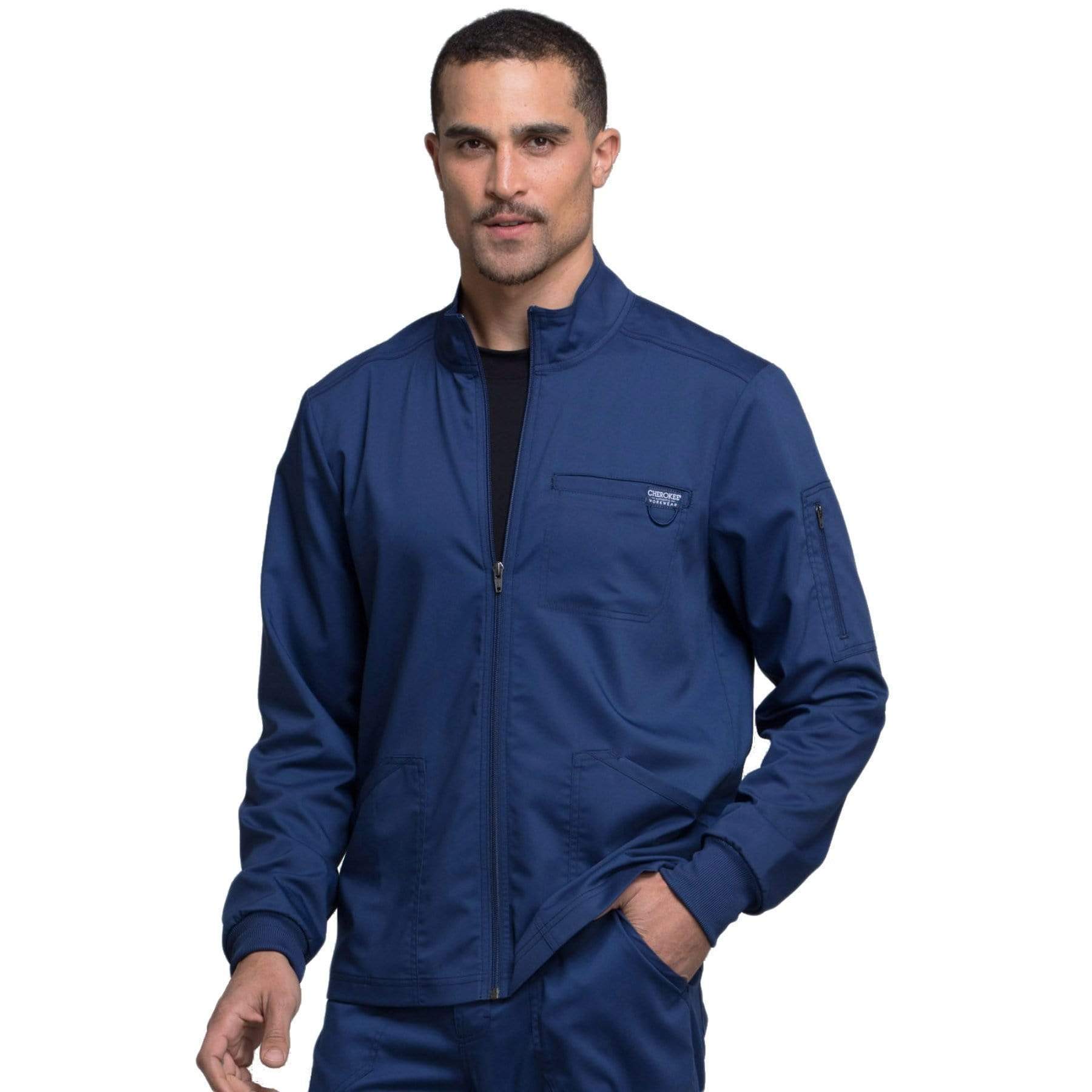 Cherokee Scrubs Jacket 2XL Cherokee Workwear Revolution WW320 Scrubs Jacket Men's Zip Front Navy