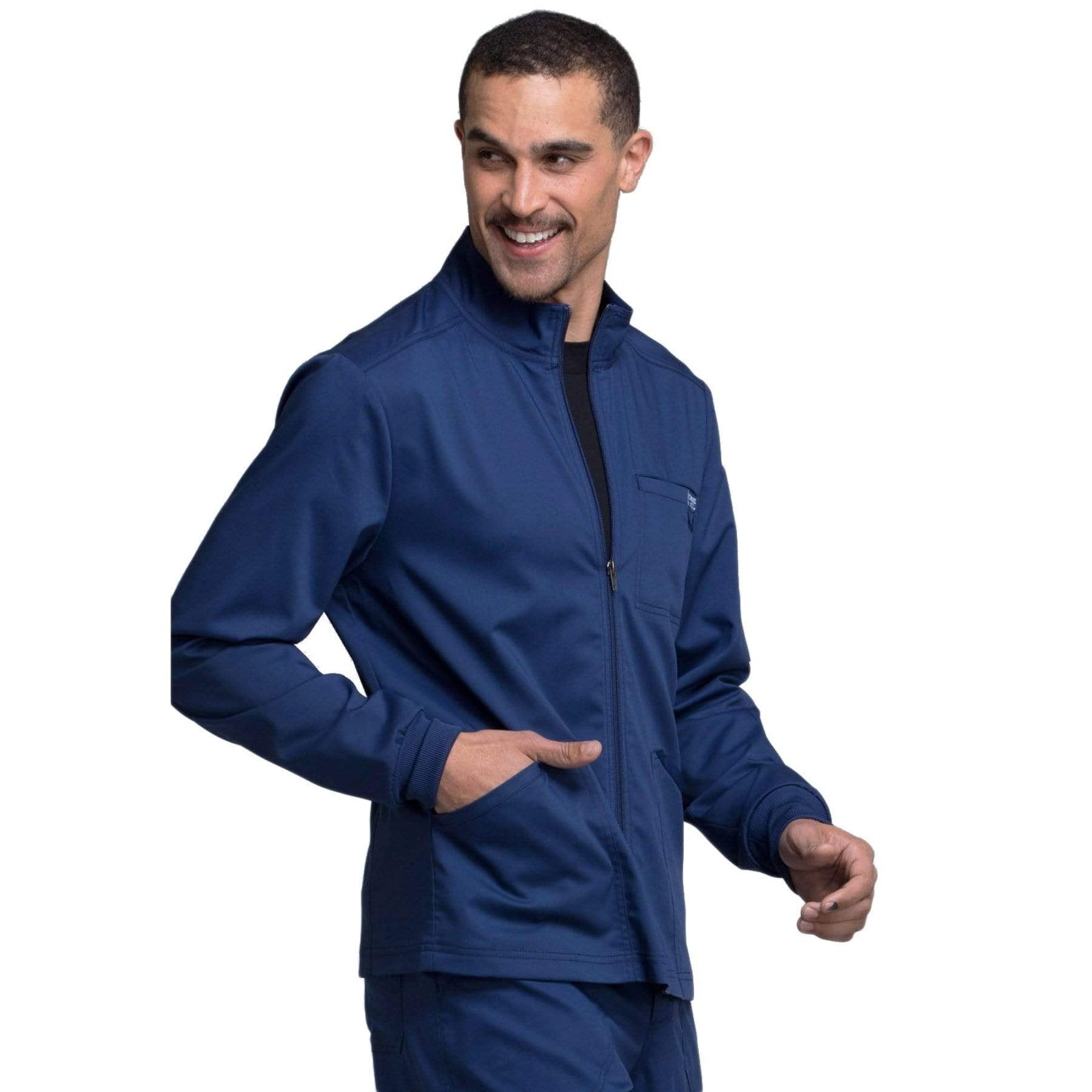 Cherokee Scrubs Jacket Cherokee Workwear Revolution WW320 Scrubs Jacket Men's Zip Front Navy