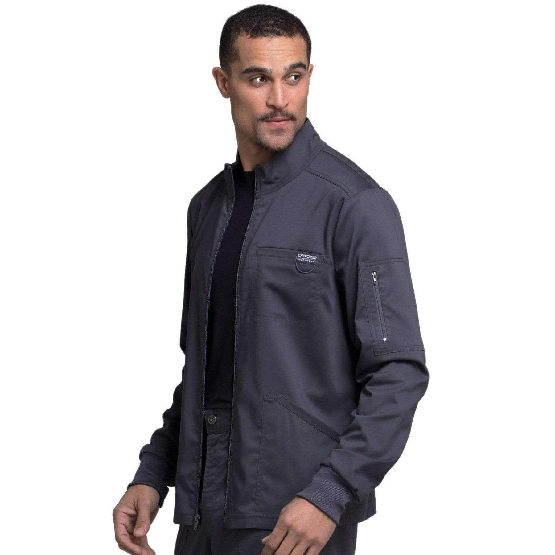 Cherokee Scrubs Jacket Cherokee Workwear Revolution WW320 Scrubs Jacket Men's Zip Front Pewter