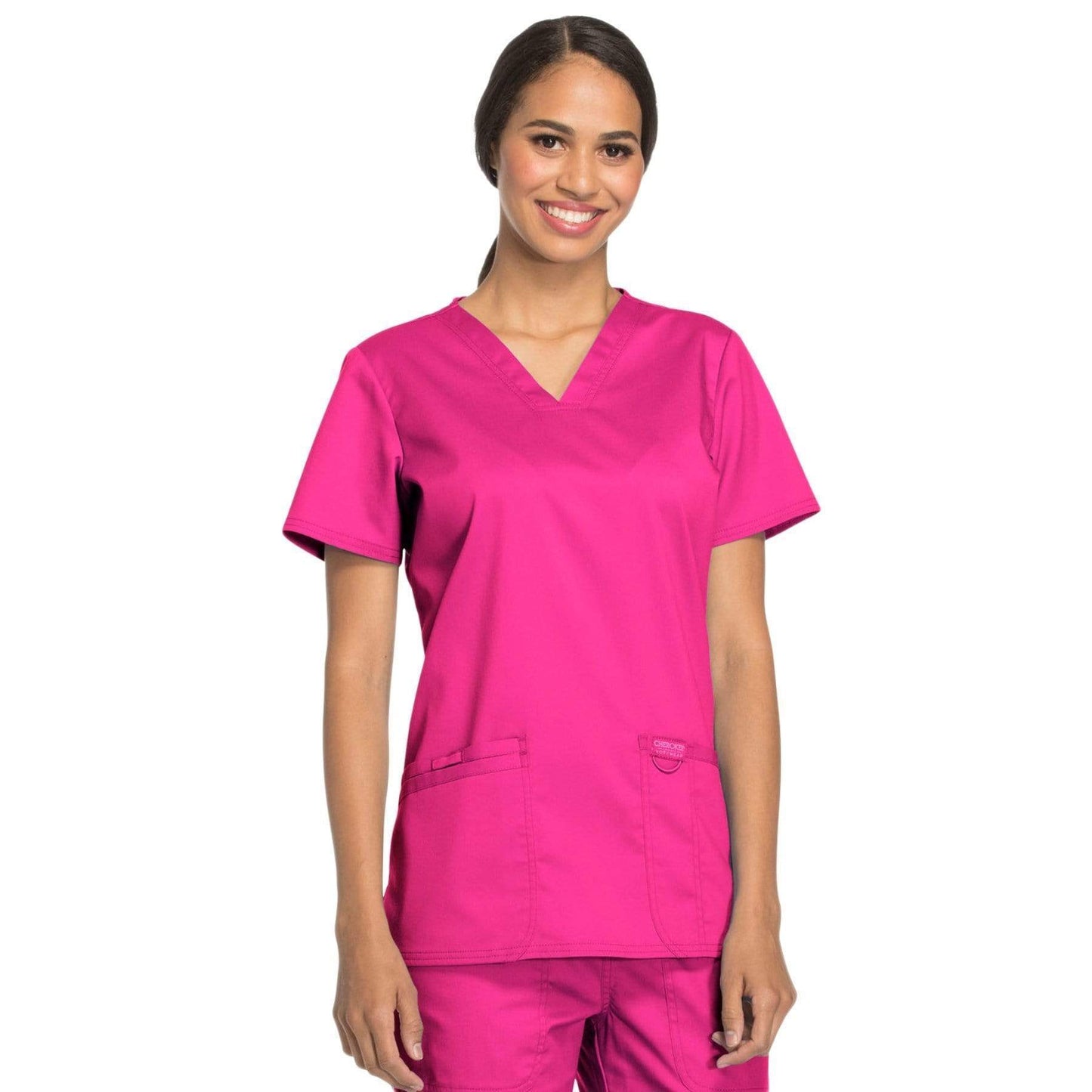 Cherokee Workwear Revolution WW620 Scrubs Top Women's V-Neck Electric Pink 2XL