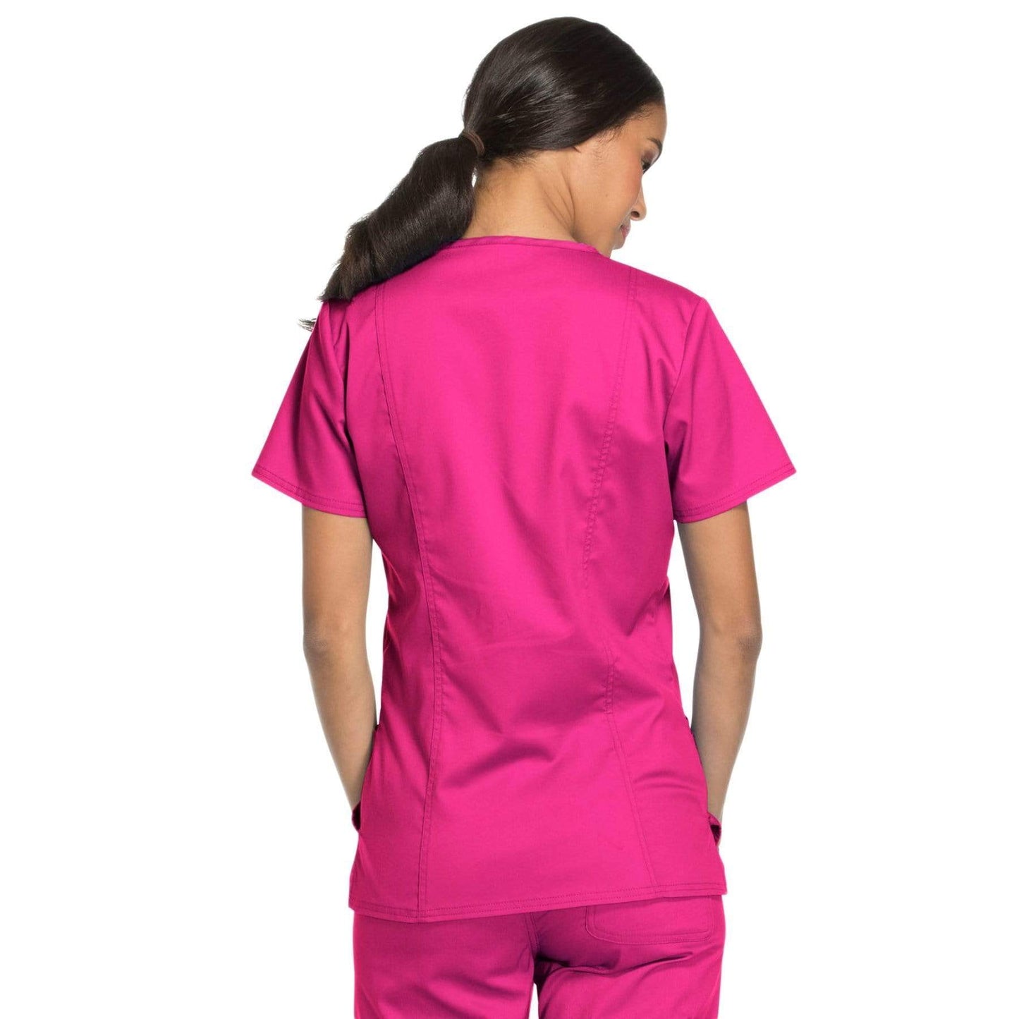 Cherokee Scrubs Top Cherokee Workwear Revolution WW620 Scrubs Top Women's V-Neck Electric Pink