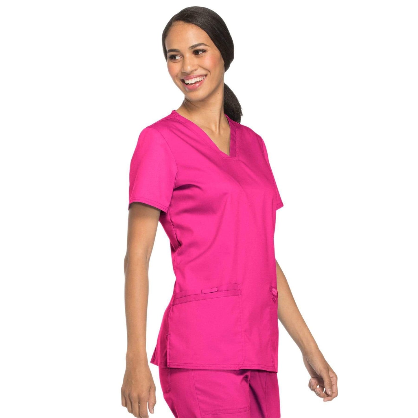 Cherokee Scrubs Top Cherokee Workwear Revolution WW620 Scrubs Top Women's V-Neck Electric Pink