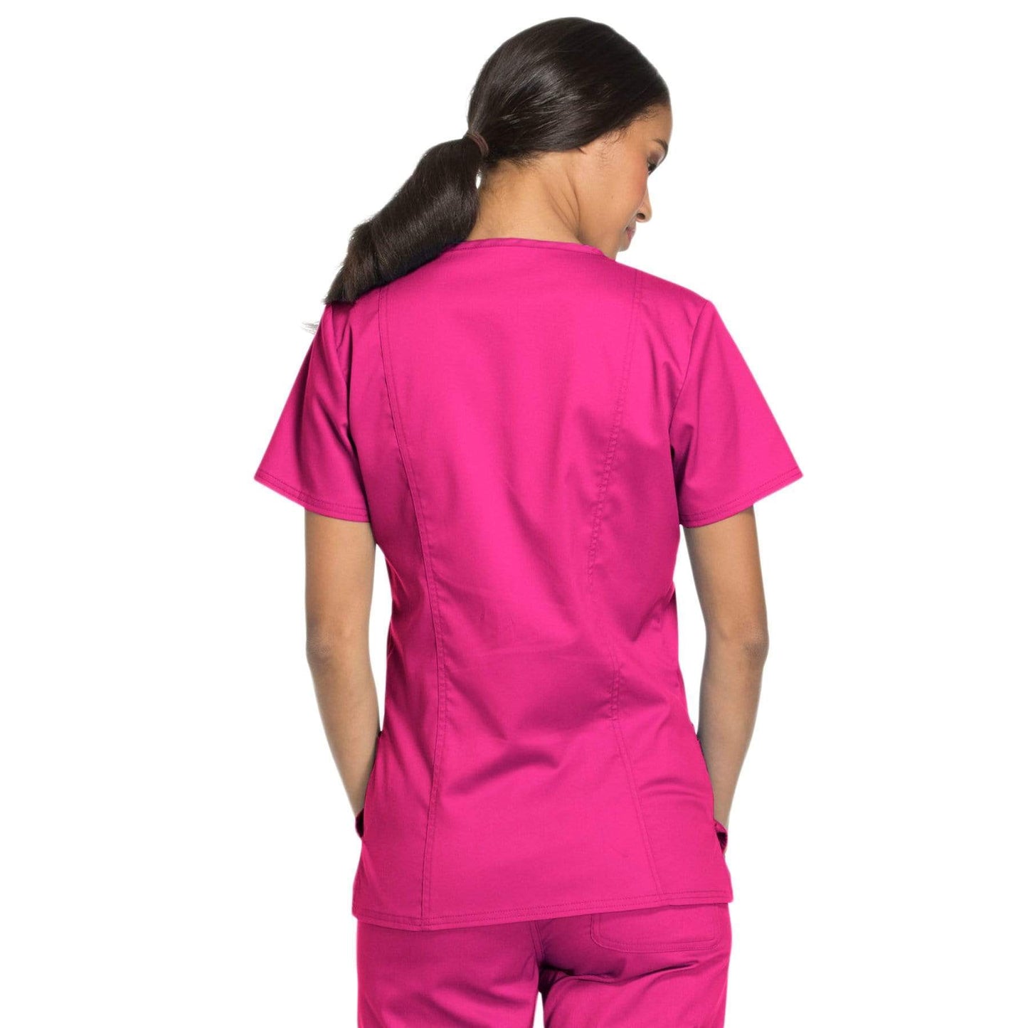 Cherokee Scrubs Top Cherokee Workwear Revolution WW620 Scrubs Top Women's V-Neck Electric Pink