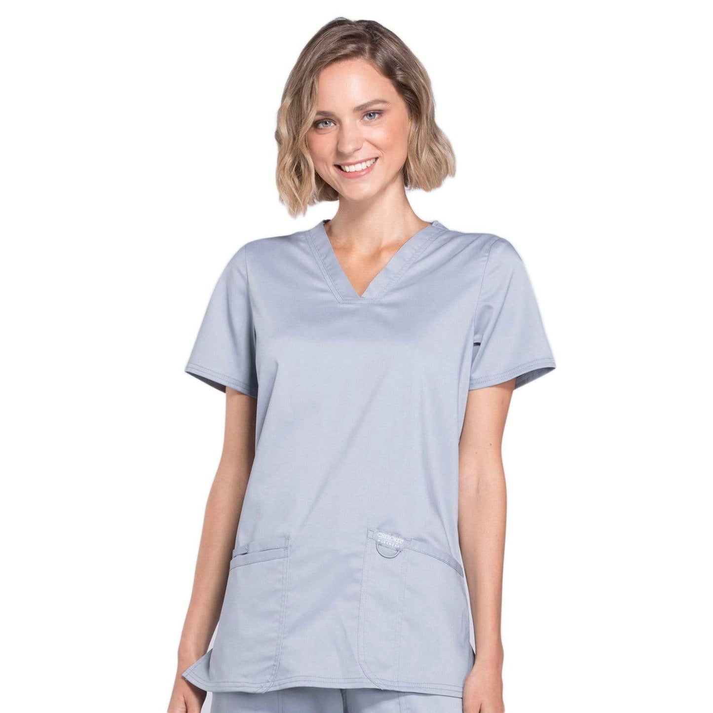 Cherokee Scrubs Top 2XL Cherokee Workwear Revolution WW620 Scrubs Top Women's V-Neck Grey