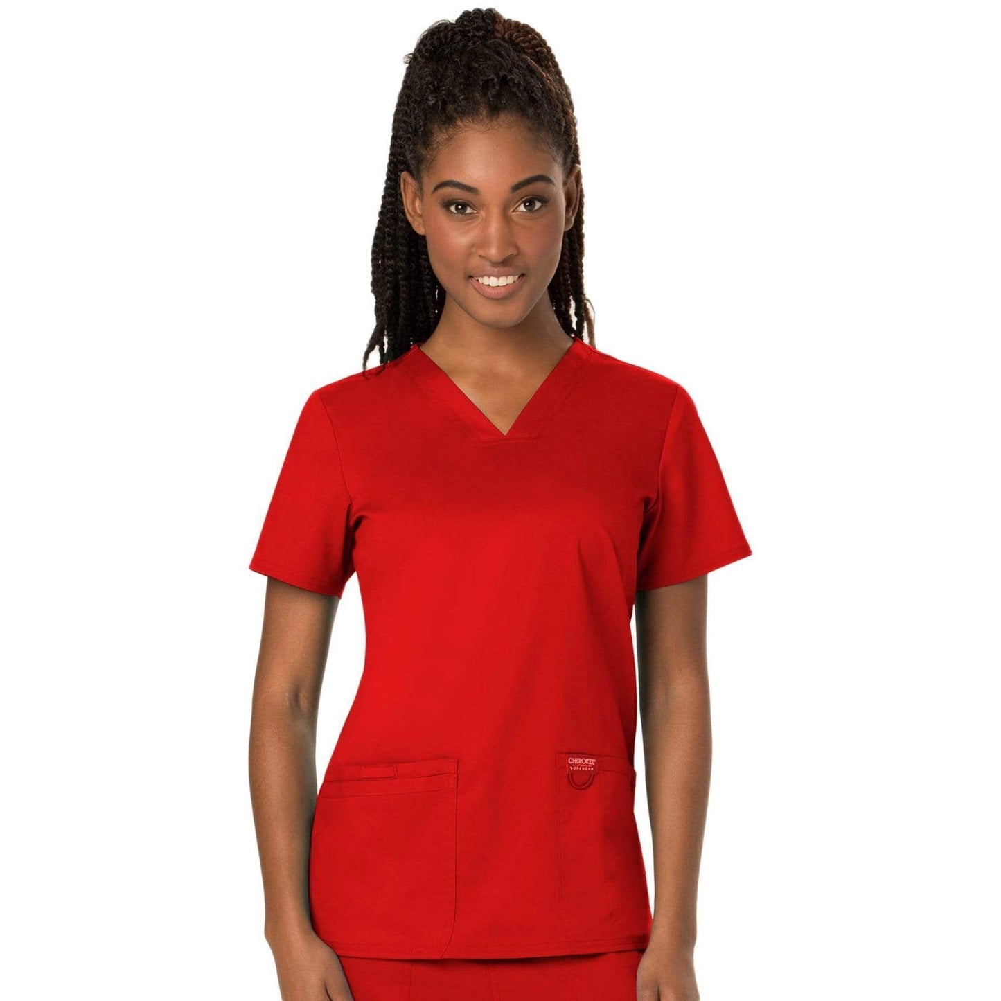 Cherokee Scrubs Top 2XL Cherokee Workwear Revolution WW620 Scrubs Top Women's V-Neck Red