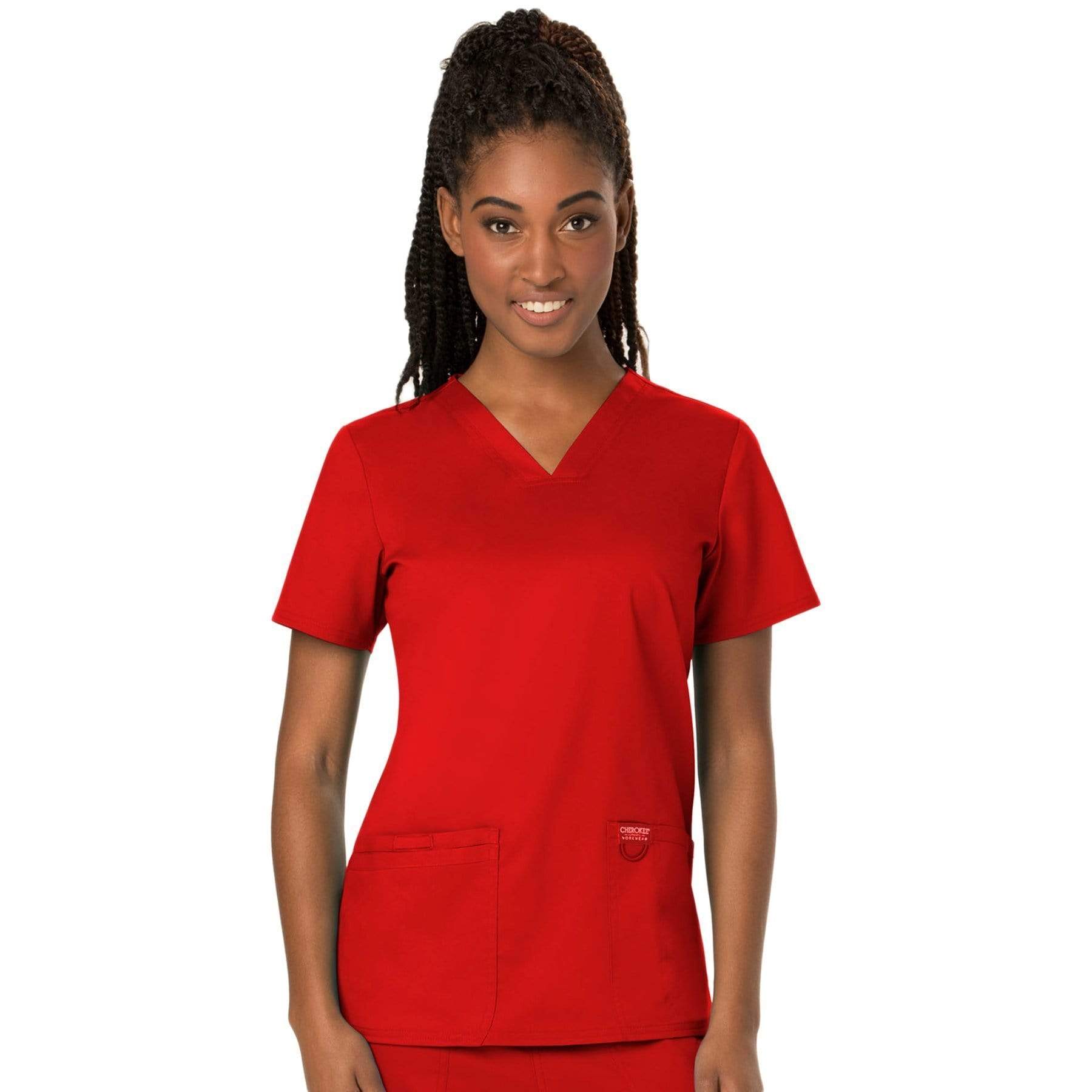 Cherokee Scrubs Top 2XL Cherokee Workwear Revolution WW620 Scrubs Top Women's V-Neck Red