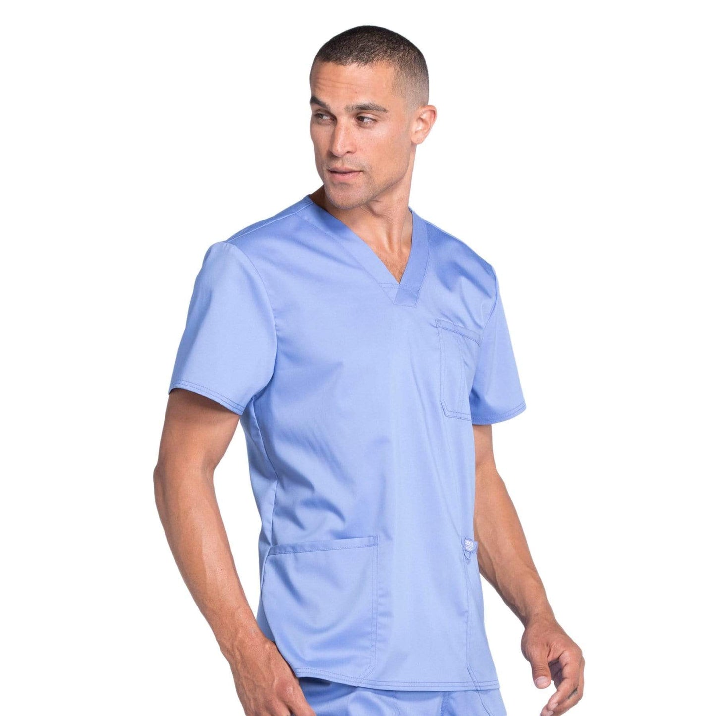 Cherokee Scrubs Top Cherokee Workwear Revolution WW670 Scrubs Top Men's V-Neck Ceil Blue