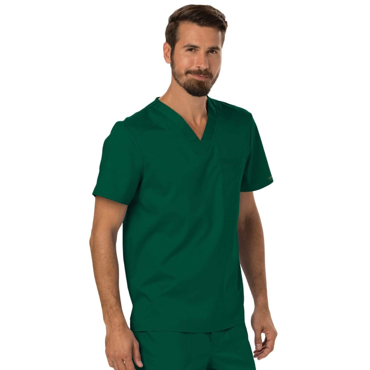 Cherokee Scrubs Top Cherokee Workwear Revolution WW690 Scrubs Top Men's V-Neck Hunter Green