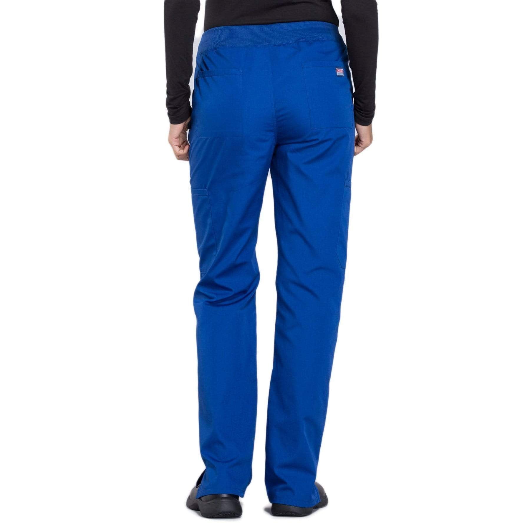 Cherokee Scrubs Pants Cherokee Workwear WW210 Scrubs Pants Women's Mid Rise Straight Leg Pull-on Cargo Galaxy Blue