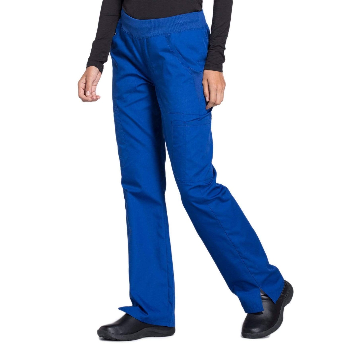 Cherokee Scrubs Pants Cherokee Workwear WW210 Scrubs Pants Women's Mid Rise Straight Leg Pull-on Cargo Galaxy Blue