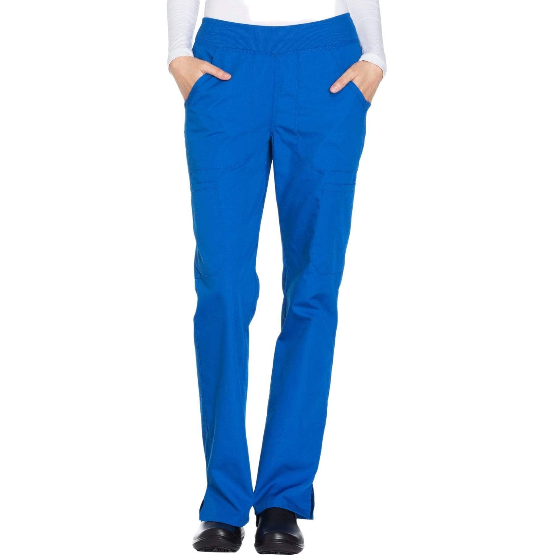 Cherokee Scrubs Pants 2XL / Regular Length Cherokee Workwear WW210 Scrubs Pants Women's Mid Rise Straight Leg Pull-on Cargo Royal